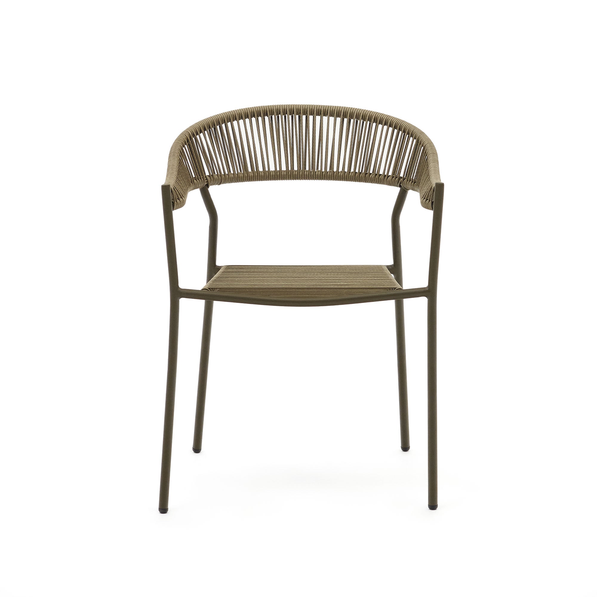 Futadera stackable outdoor chair in green synthetic cord and green painted steel - Product Image