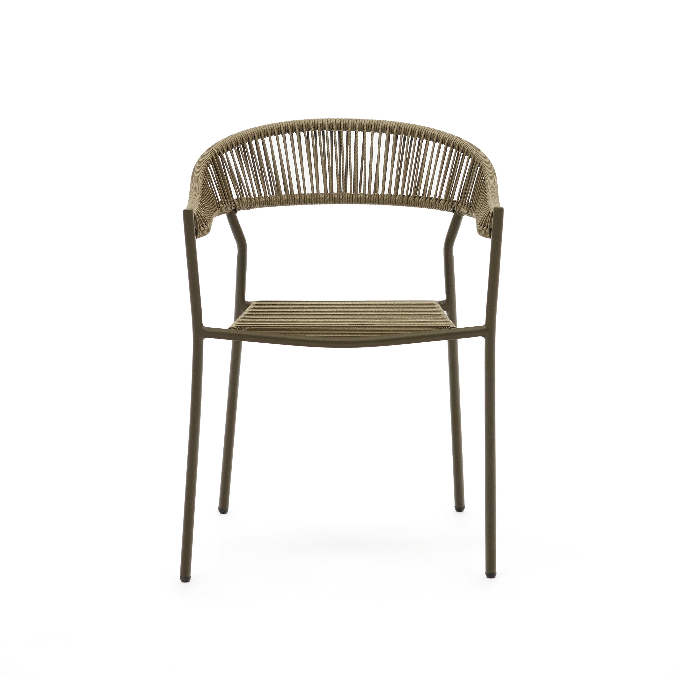 Futadera stackable outdoor chair in green synthetic cord and green painted steel - Product Image