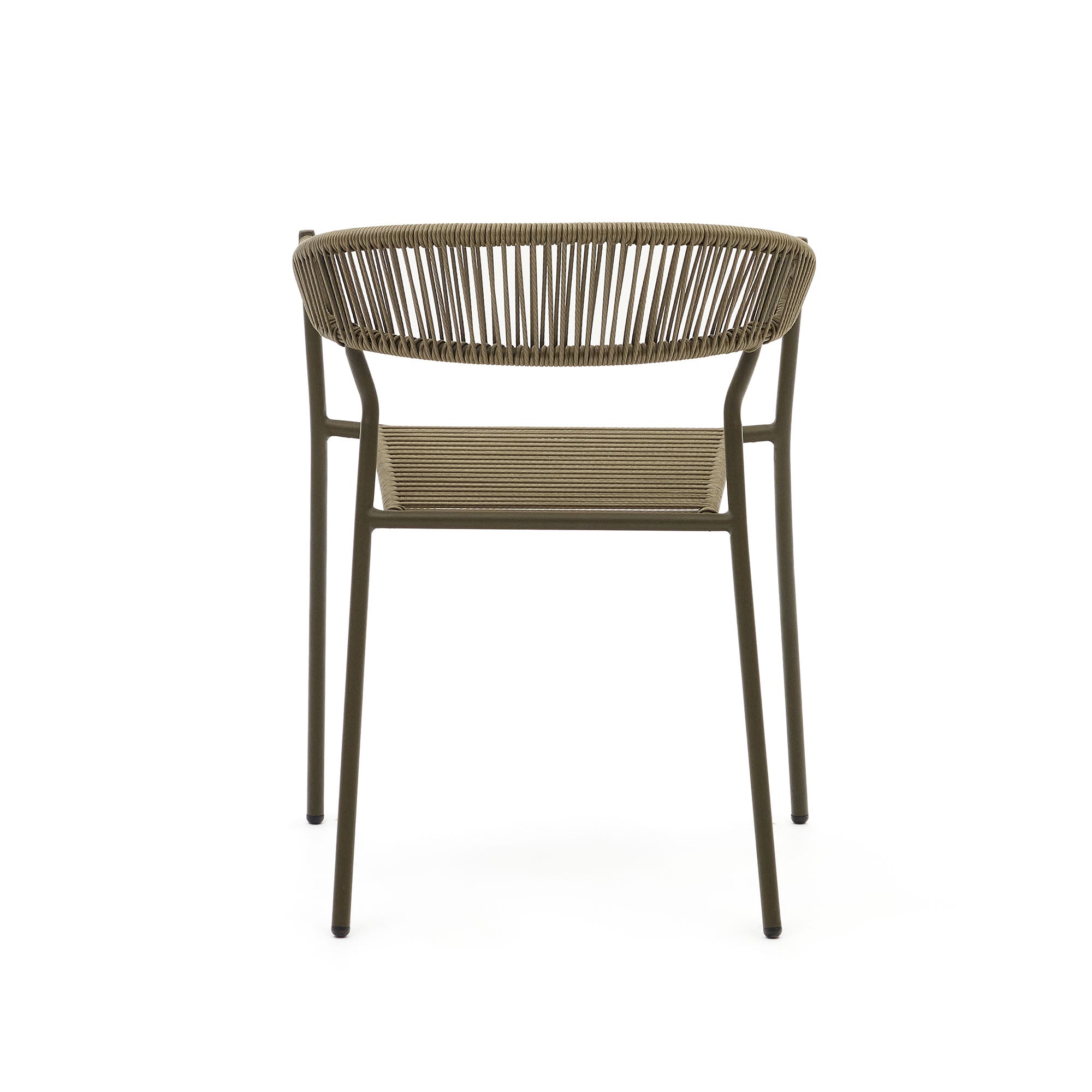 Futadera stackable outdoor chair in green synthetic cord and green painted steel - Product Image