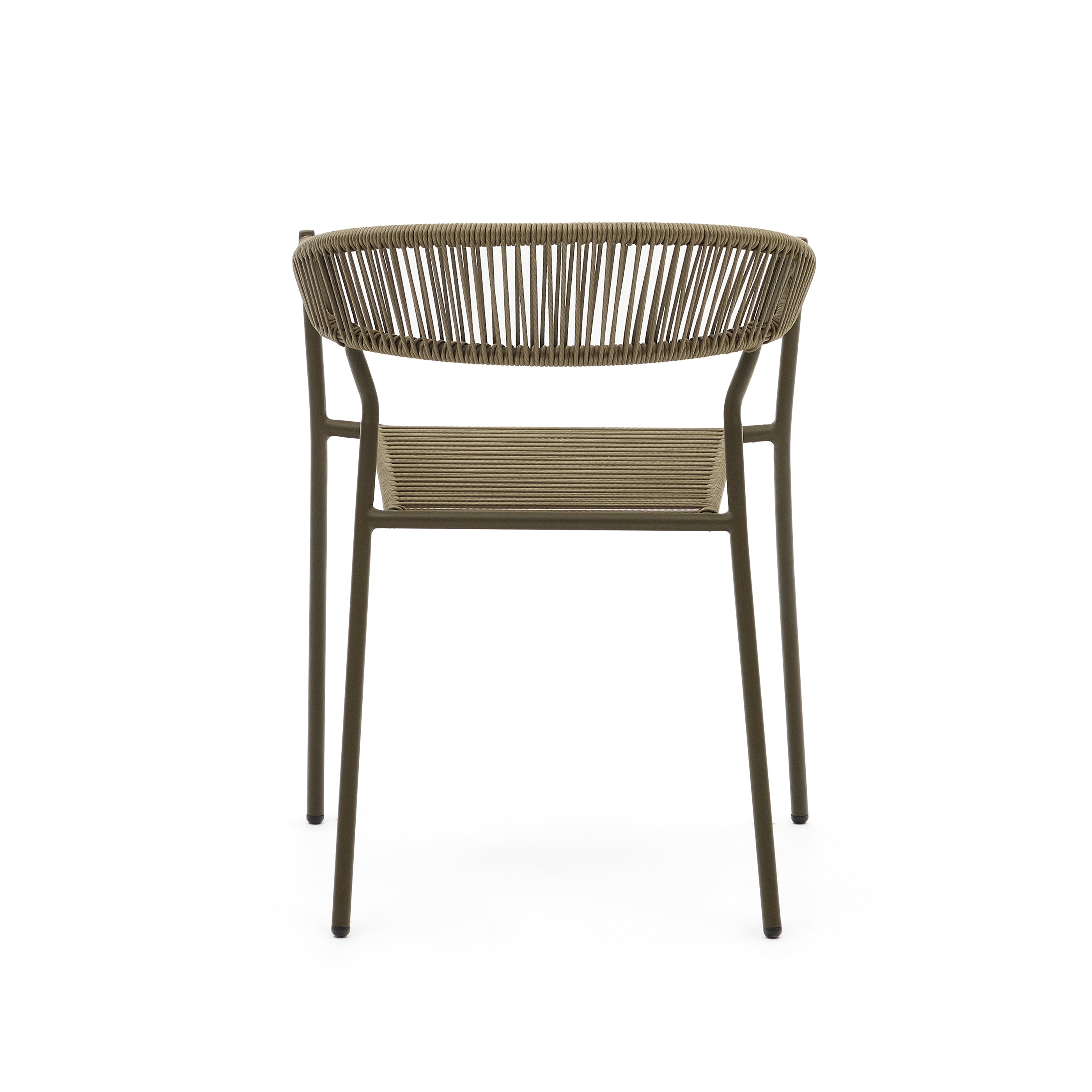 Futadera stackable outdoor chair in green synthetic cord and green painted steel - Product Image