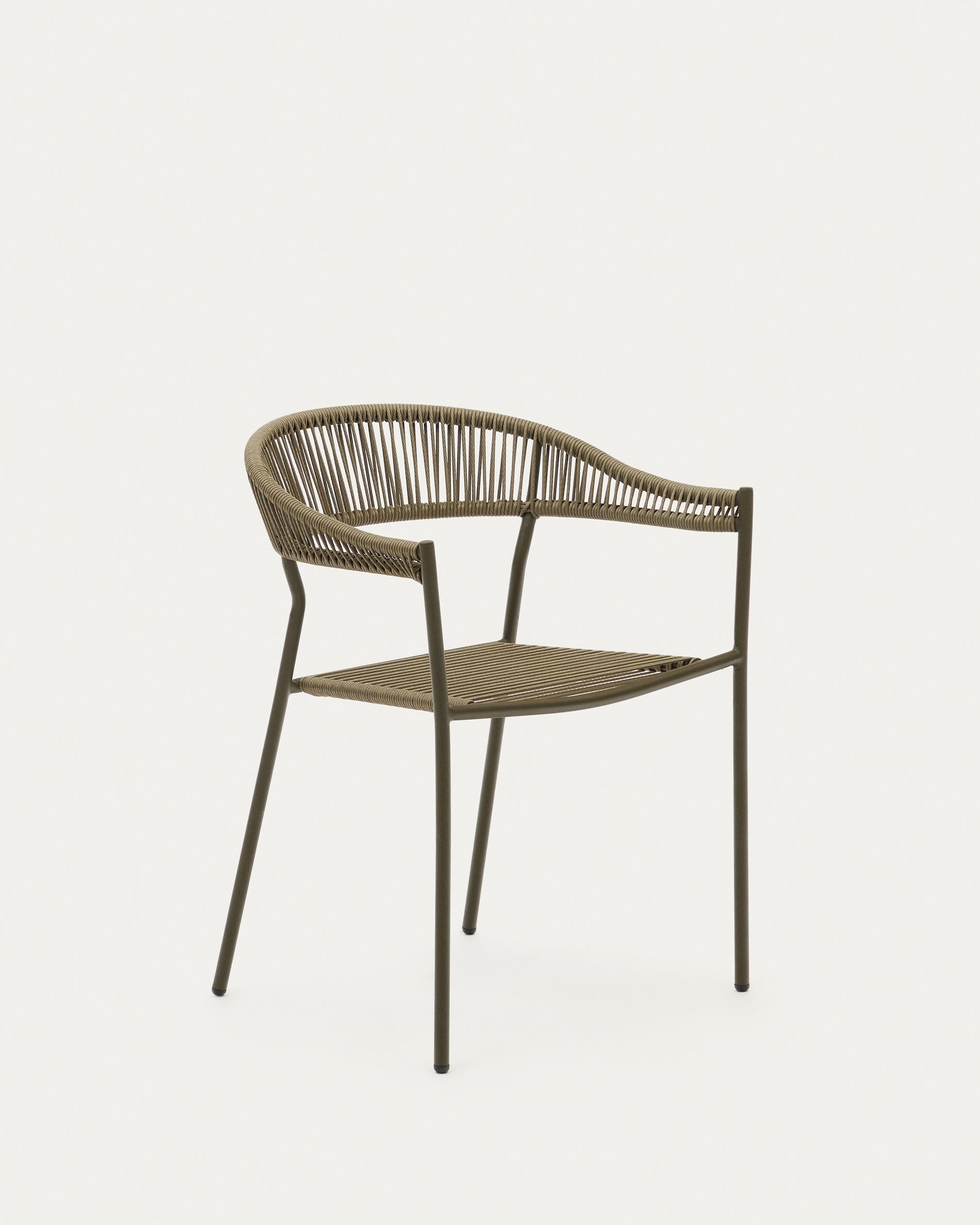 Futadera stackable outdoor chair in green synthetic cord and green painted steel - Product View