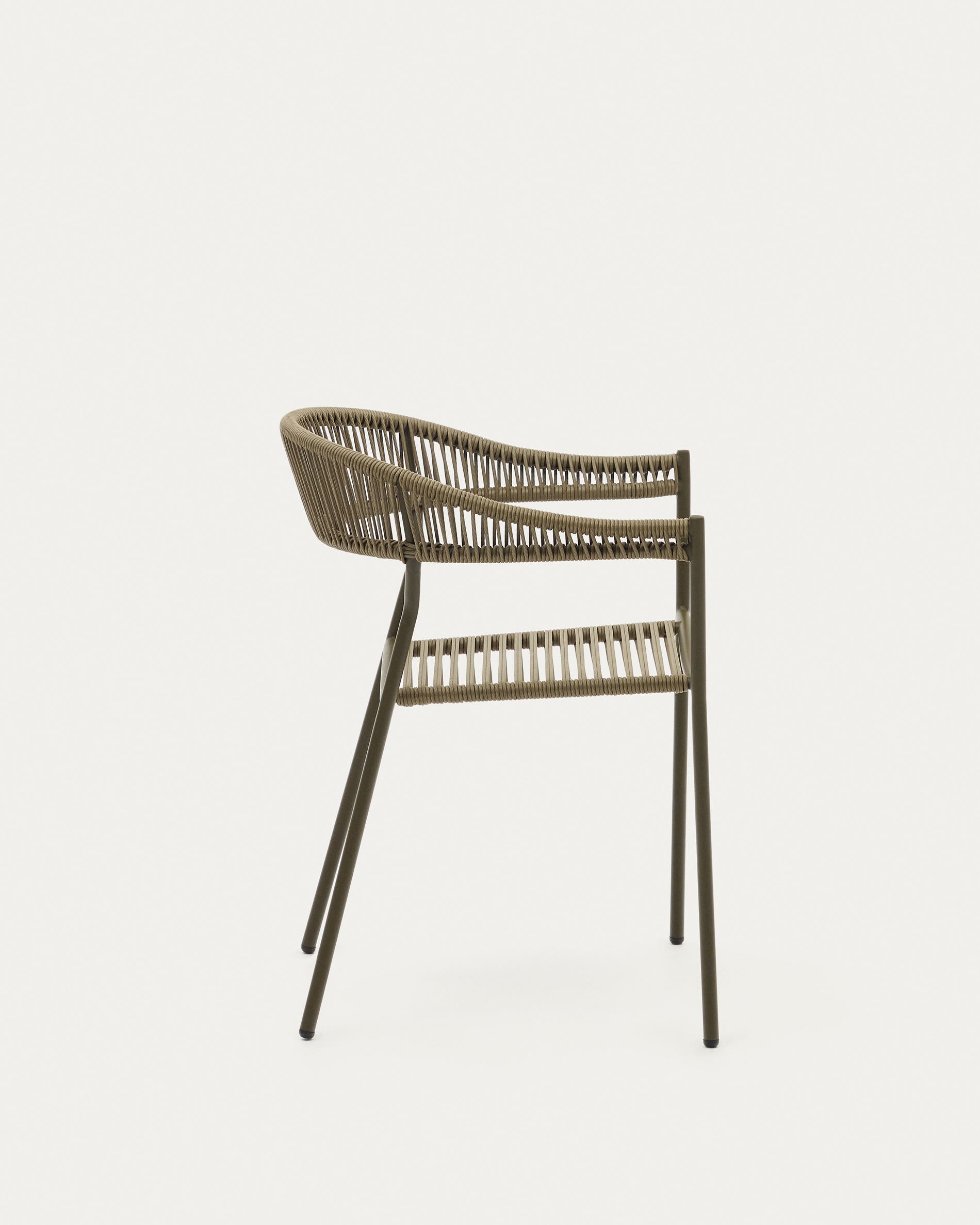Futadera stackable outdoor chair in green synthetic cord and green painted steel - Product View