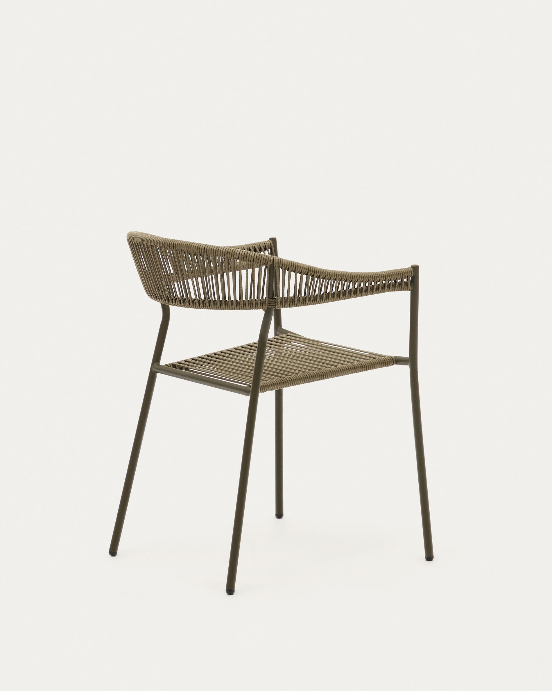 Futadera stackable outdoor chair in green synthetic cord and green painted steel - Product View