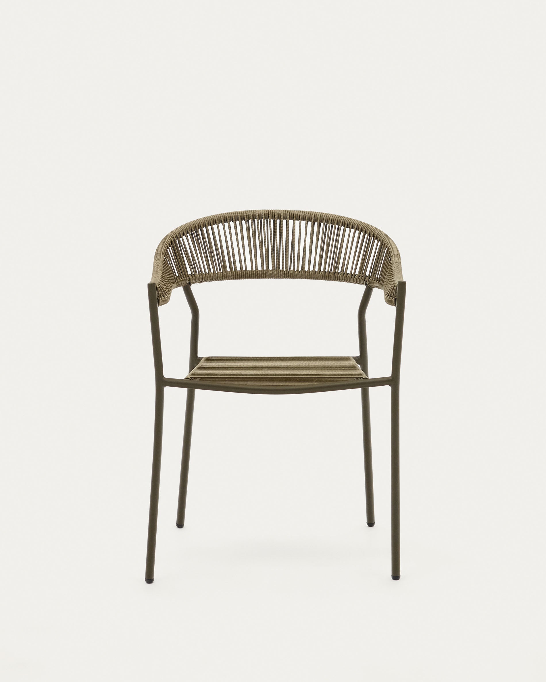 Futadera stackable outdoor chair in green synthetic cord and green painted steel - Product View
