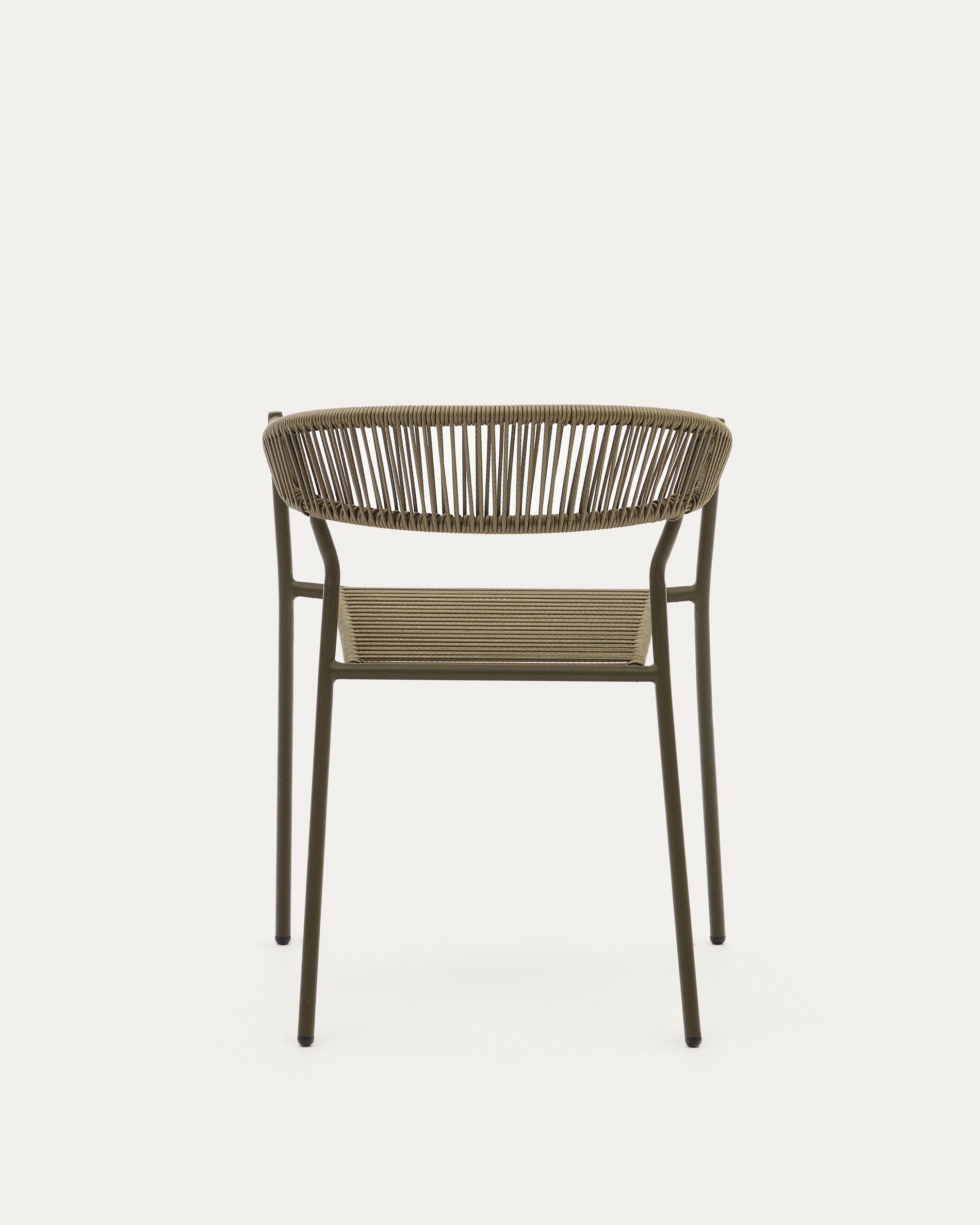 Futadera stackable outdoor chair in green synthetic cord and green painted steel - Product View