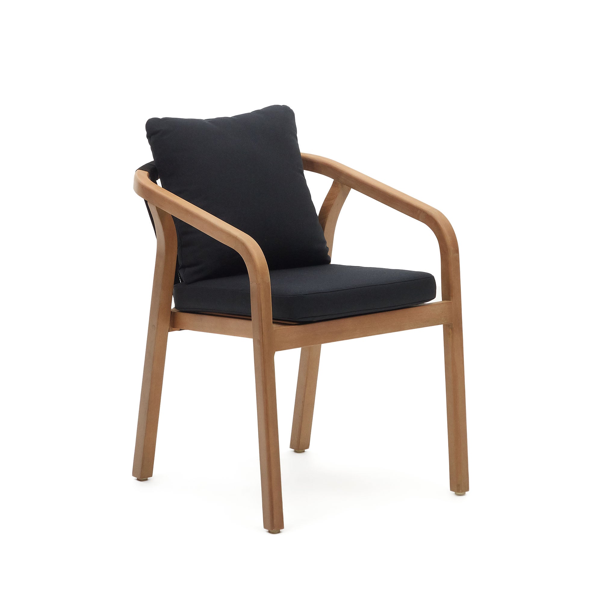 Malaret stackable chair in solid eucalyptus and black cord, FSC - Product Image