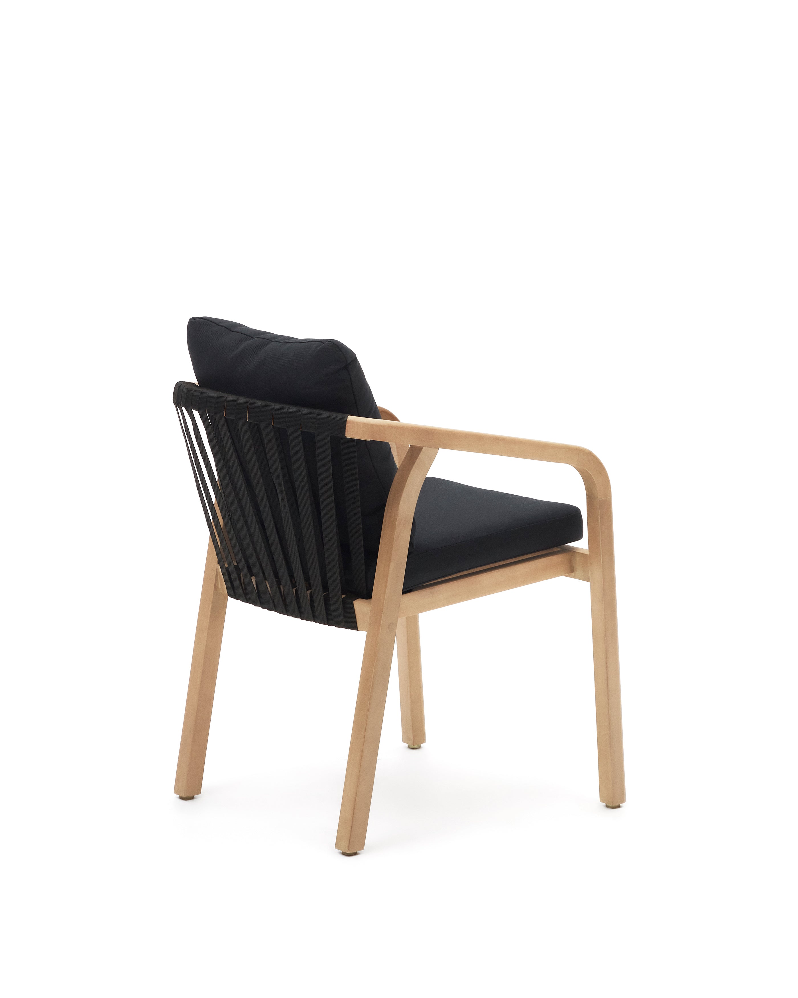 Malaret stackable chair in solid eucalyptus and black cord, FSC - Product Image