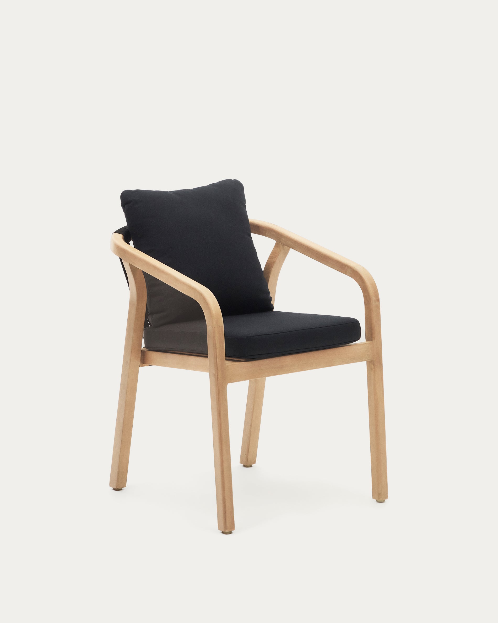 Malaret stackable chair in solid eucalyptus and black cord, FSC - Product View
