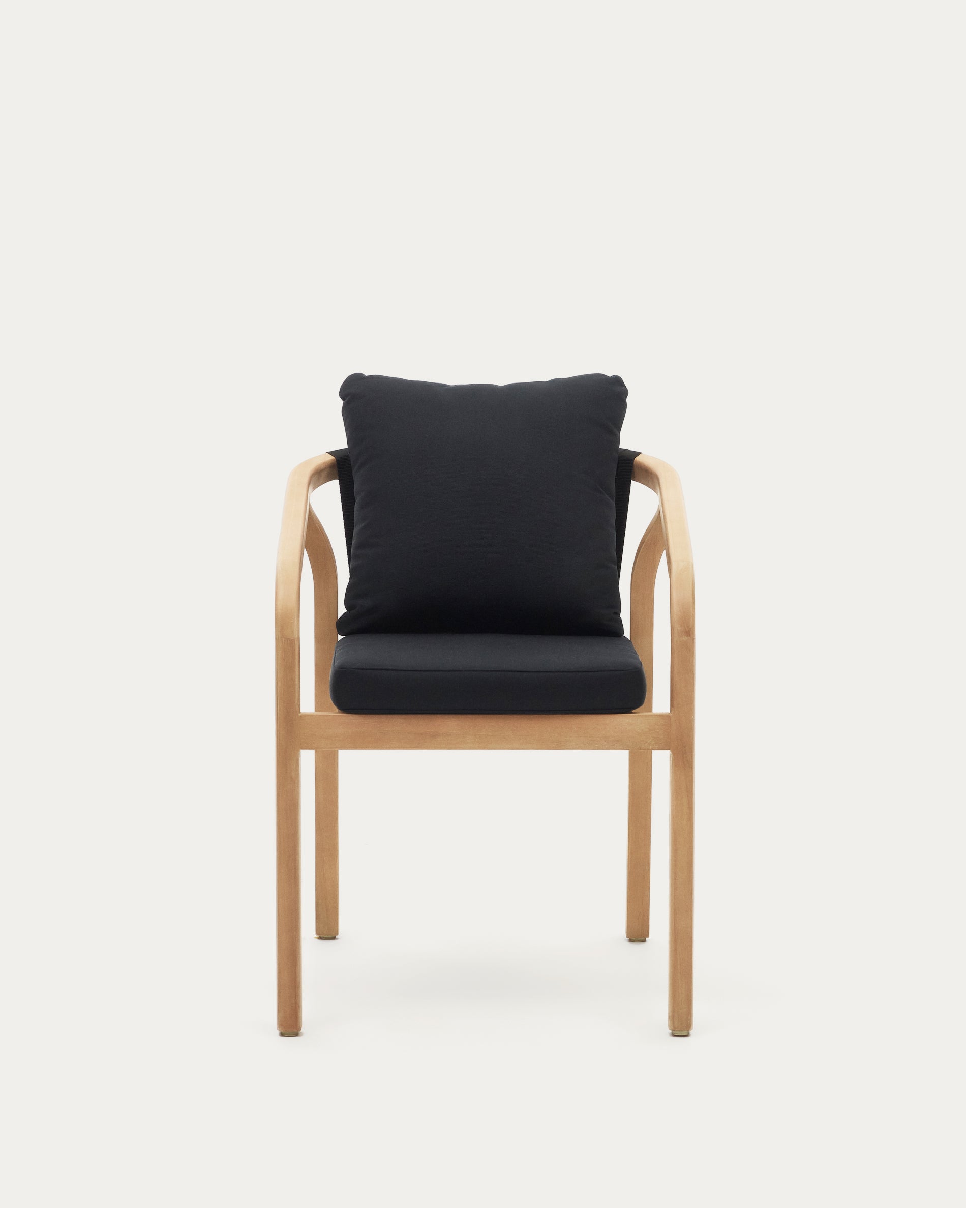 Malaret stackable chair in solid eucalyptus and black cord, FSC - Product View