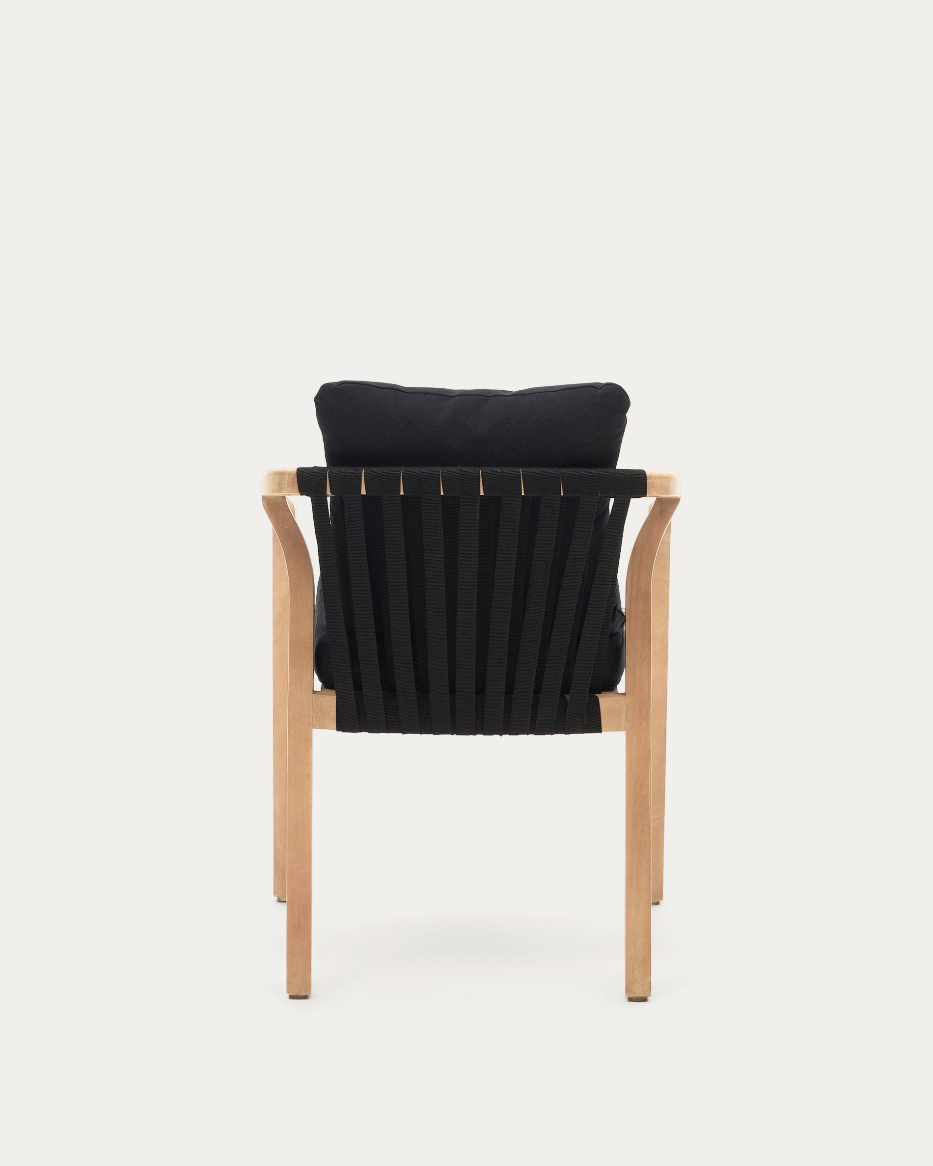 Malaret stackable chair in solid eucalyptus and black cord, FSC - Product View