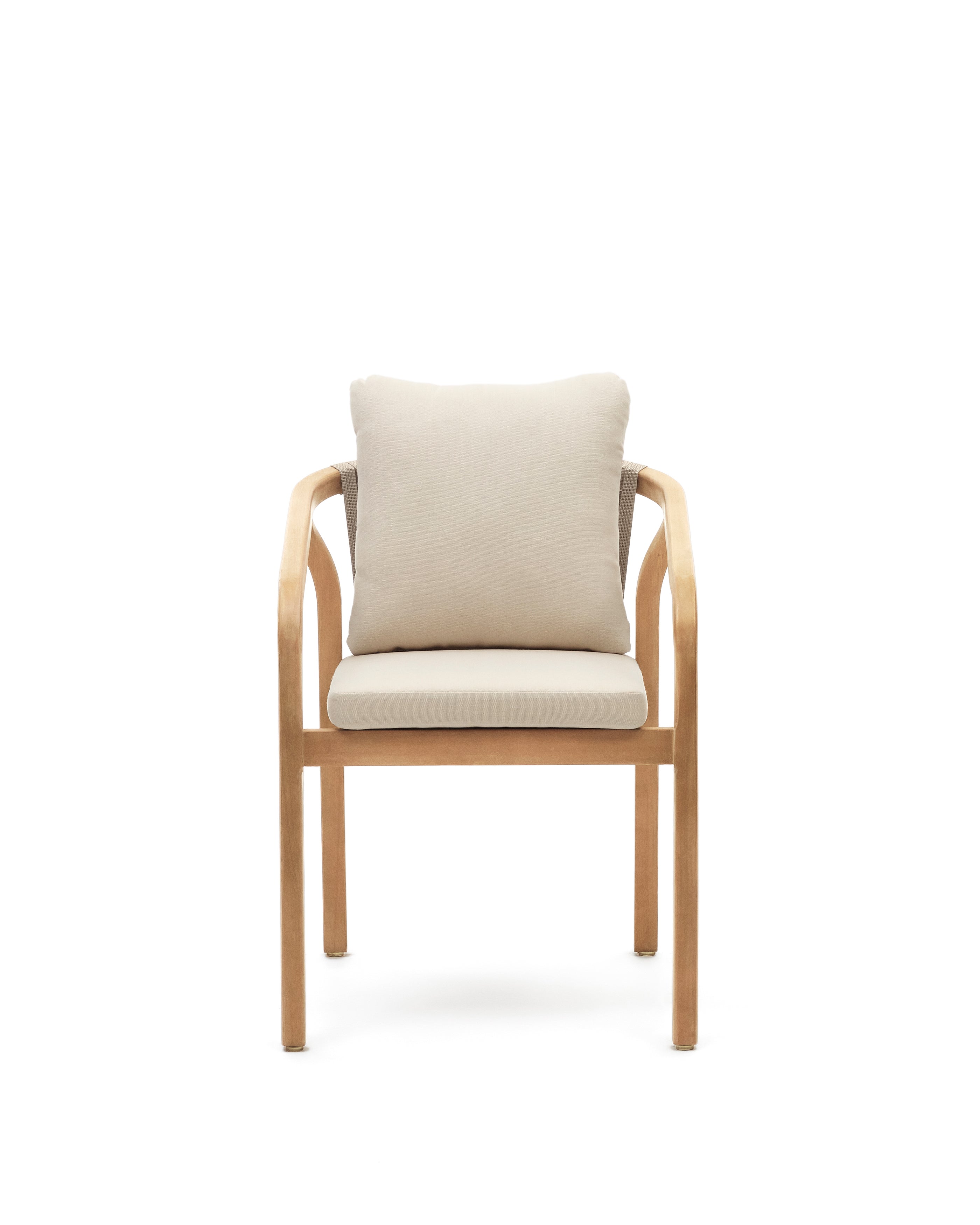 Malaret stackable chair in solid eucalyptus and beige cord, FSC - Product Image