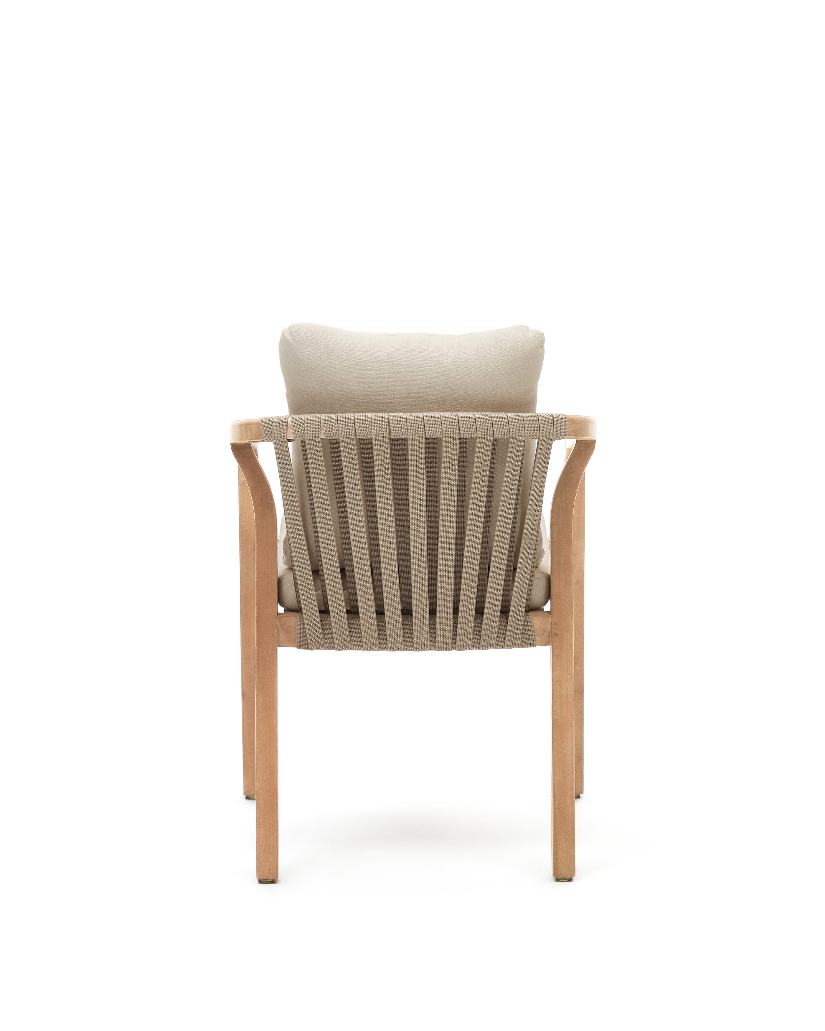 Malaret stackable chair in solid eucalyptus and beige cord, FSC - Product Image