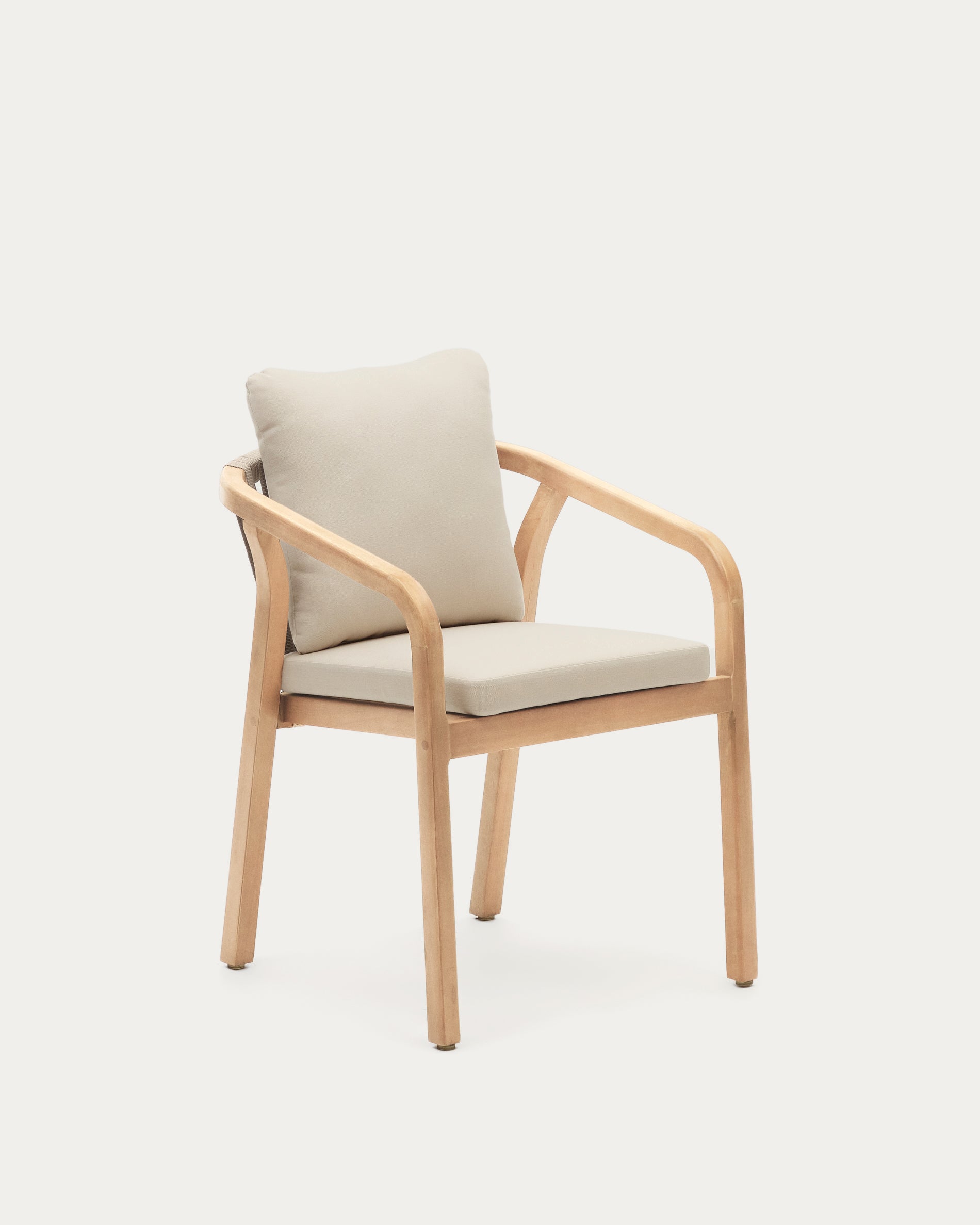 Malaret stackable chair in solid eucalyptus and beige cord, FSC - Product View