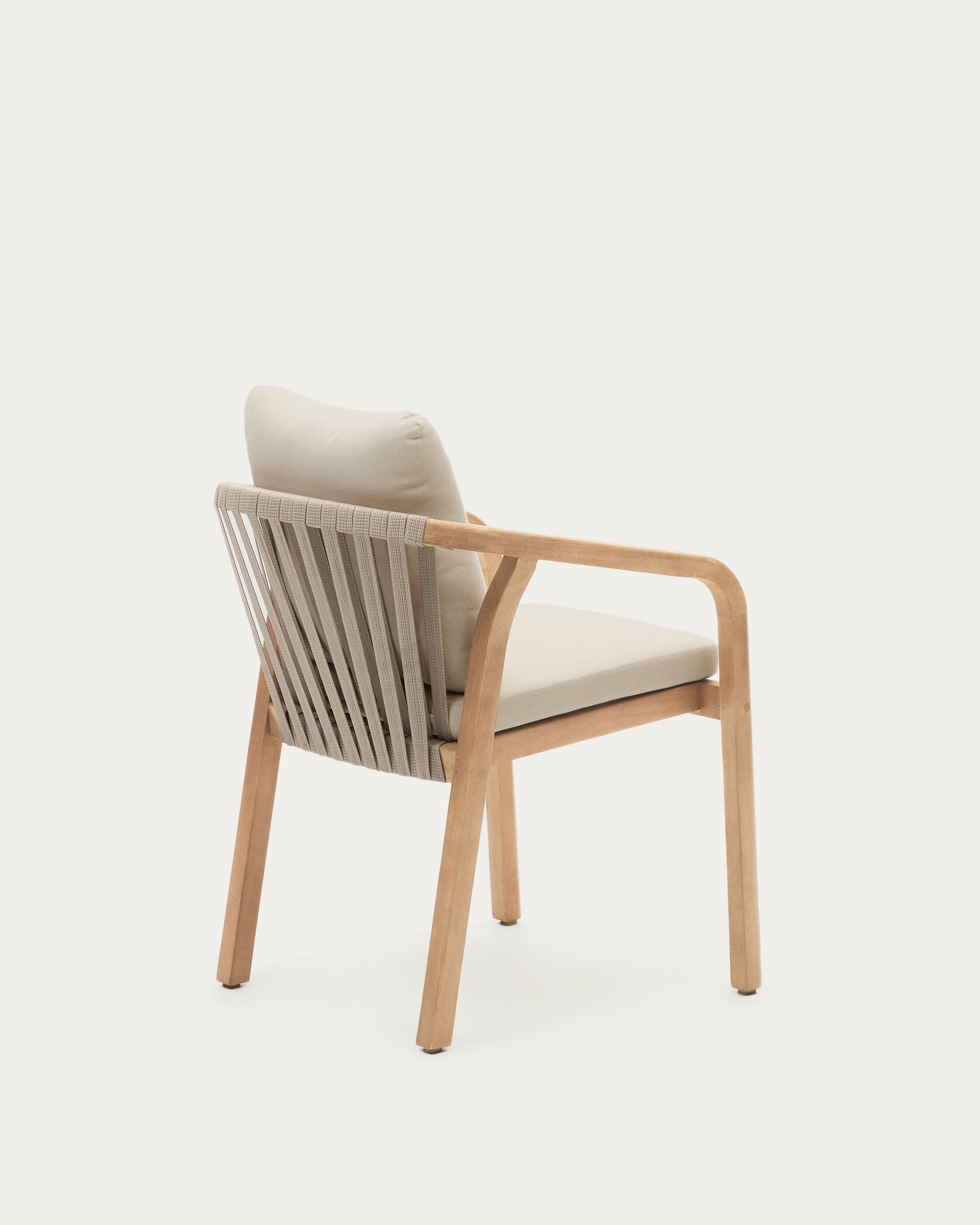 Malaret stackable chair in solid eucalyptus and beige cord, FSC - Product View