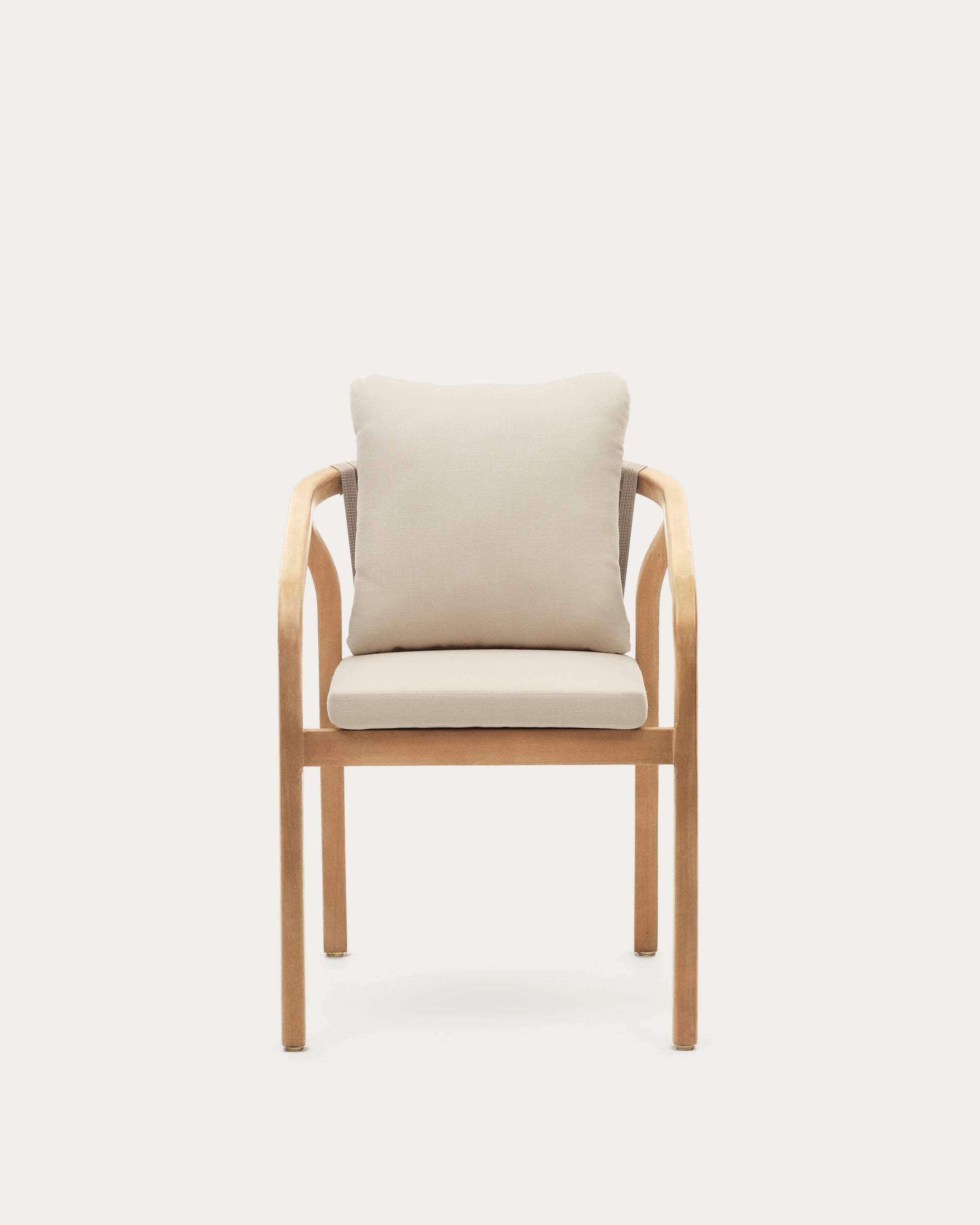Malaret stackable chair in solid eucalyptus and beige cord, FSC - Product View