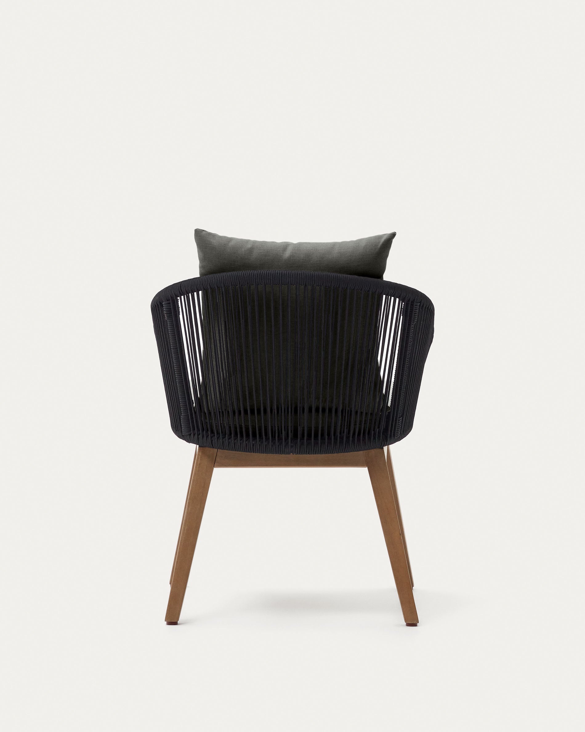 Portalo chair in black cord with solid acacia wood legs - Product View