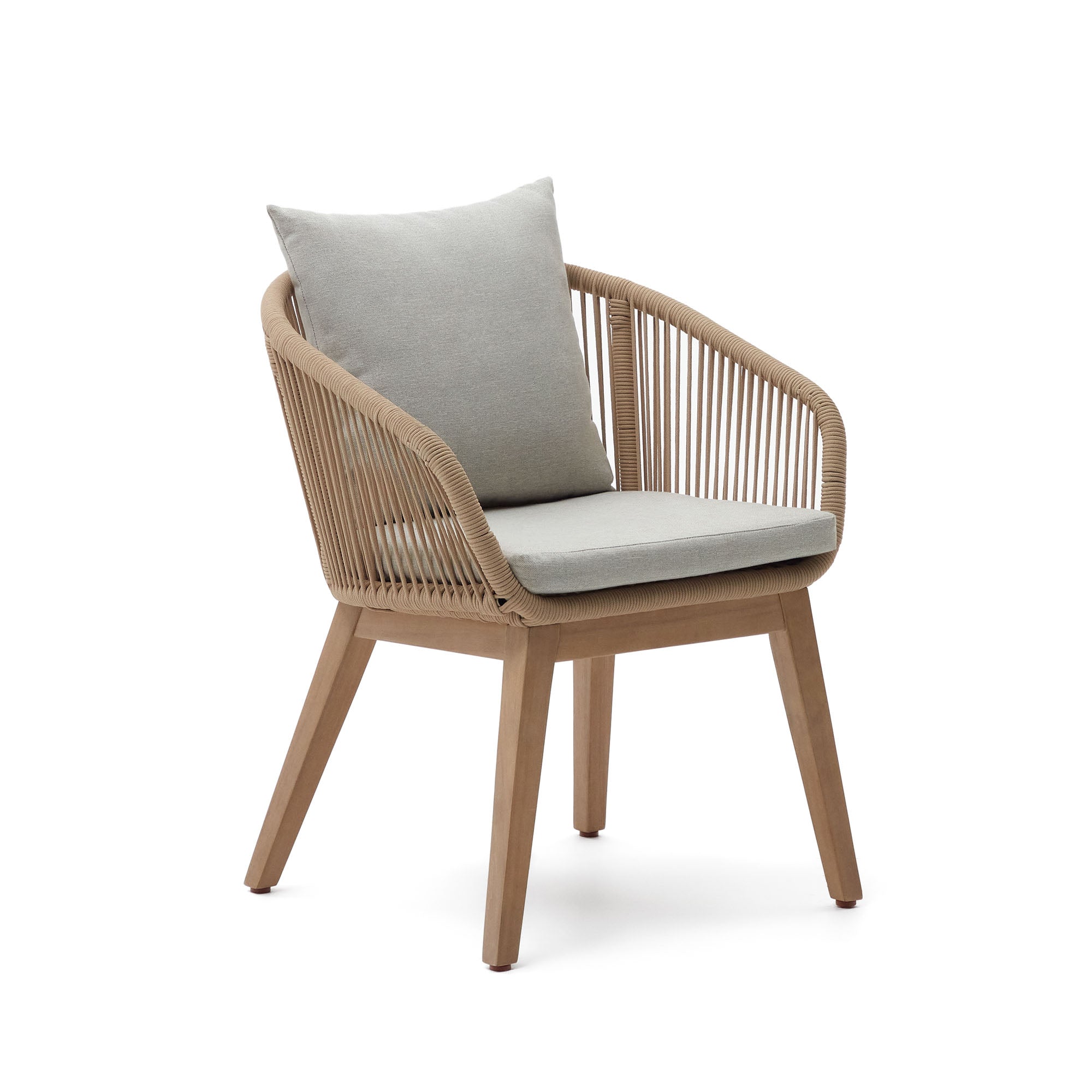 Portalo chair in beige cord with solid acacia wood legs - Product Image