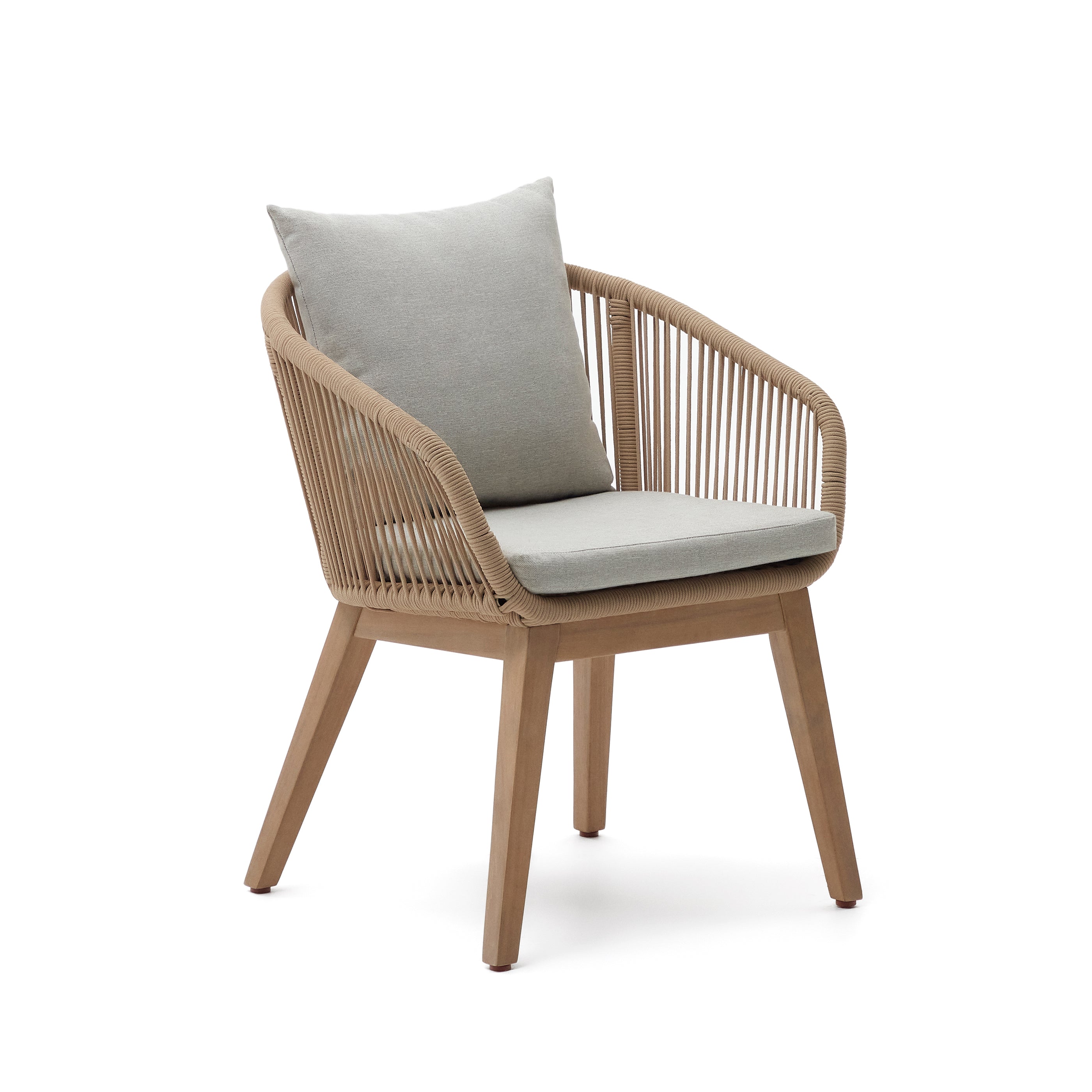 Portalo chair in beige cord with solid acacia wood legs - Product Image