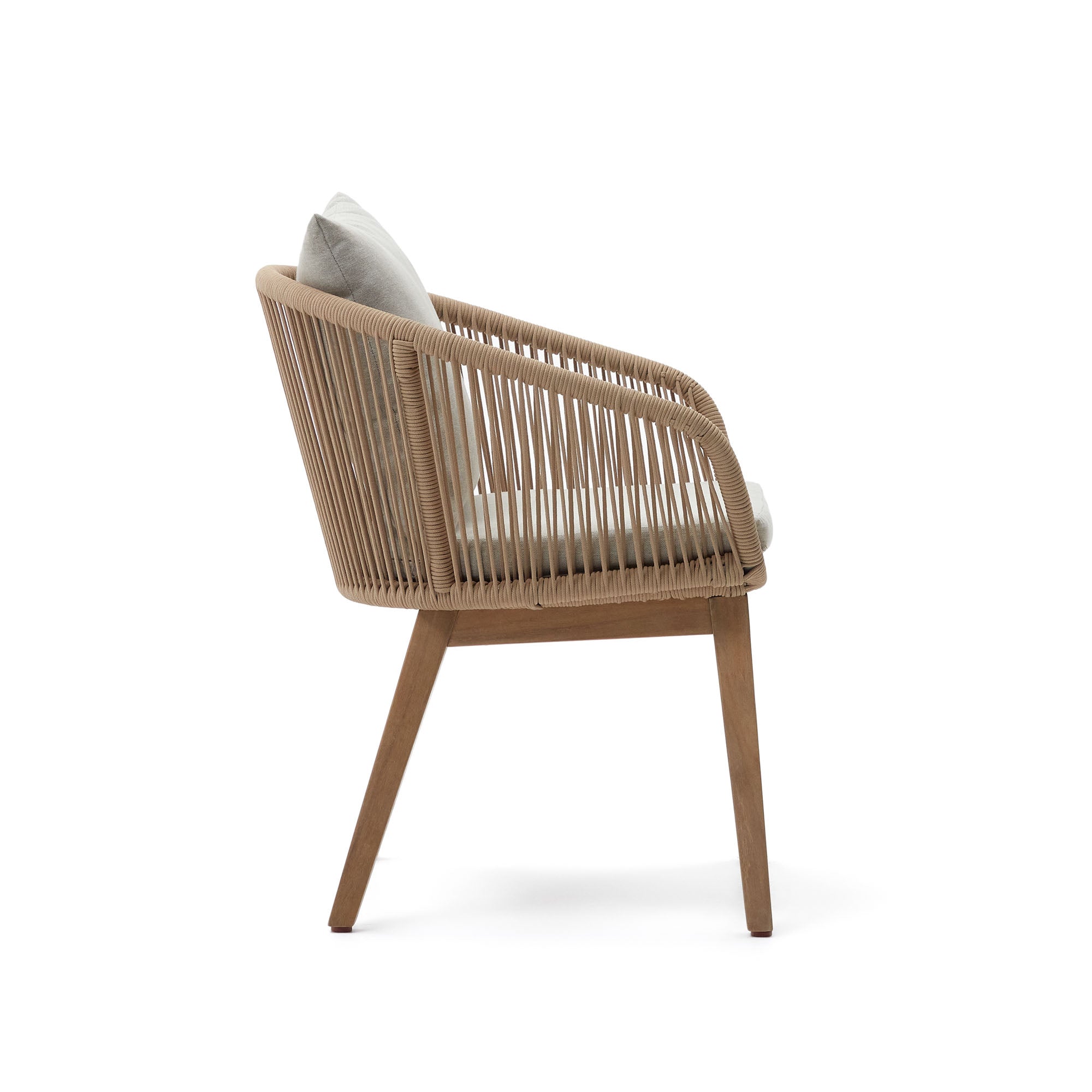 Portalo chair in beige cord with solid acacia wood legs - Product Image