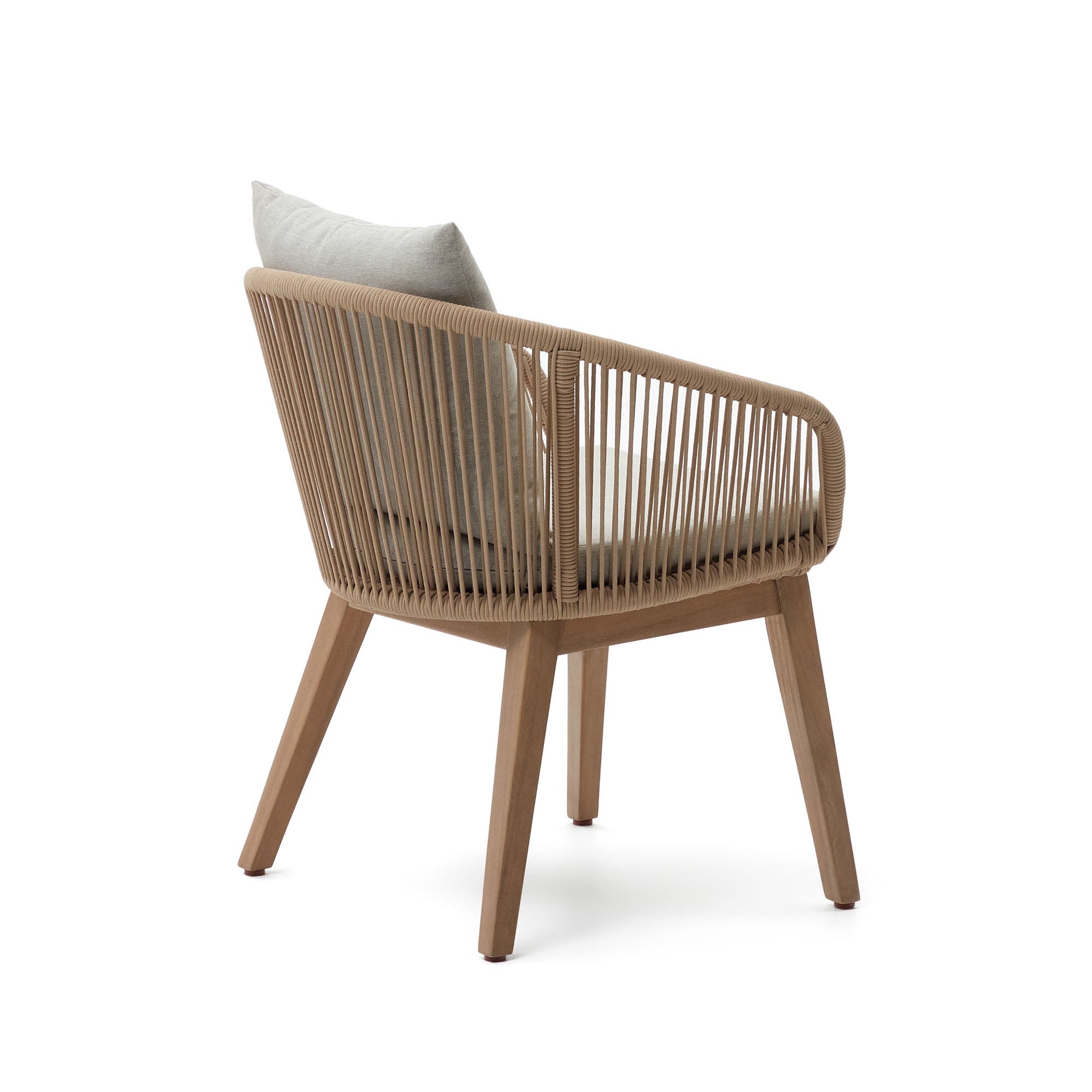 Portalo chair in beige cord with solid acacia wood legs - Product Image