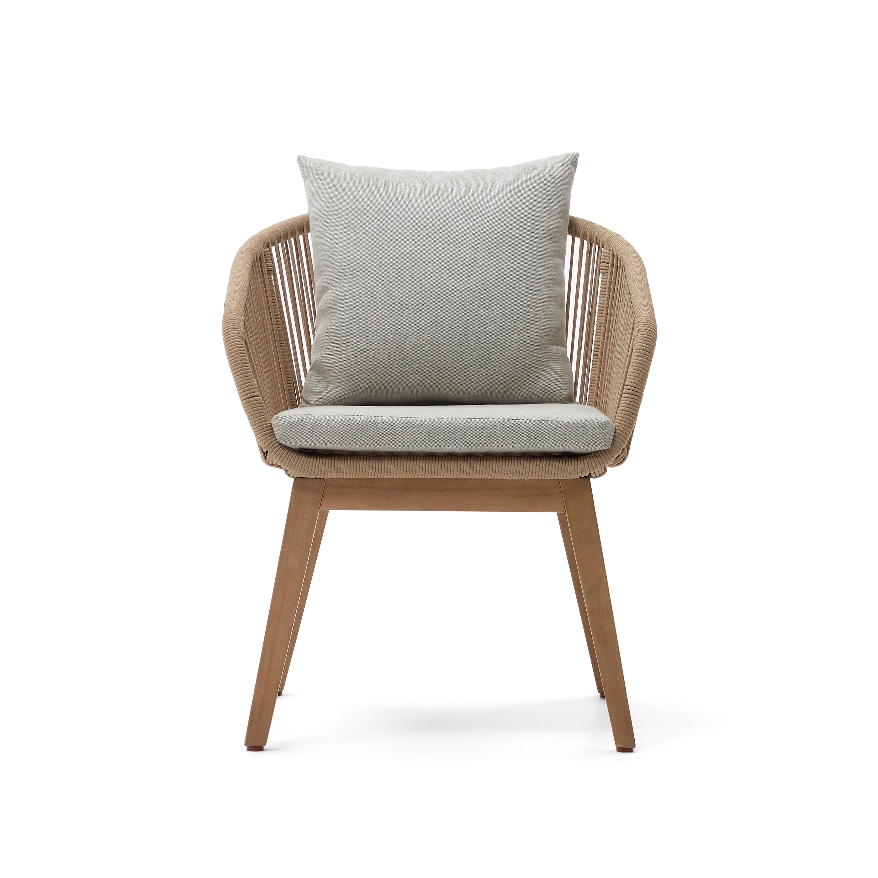 Portalo chair in beige cord with solid acacia wood legs - Product Image