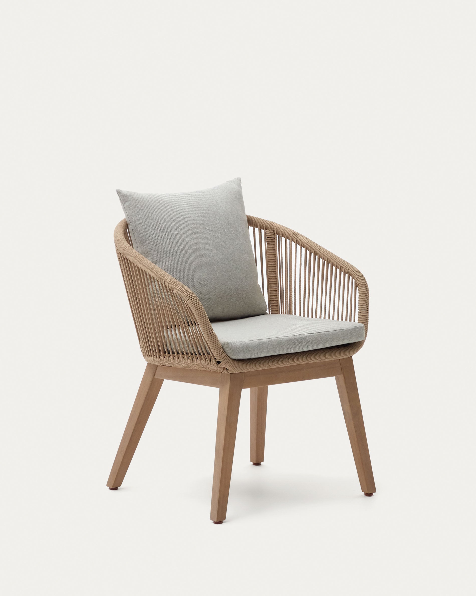 Portalo chair in beige cord with solid acacia wood legs - Product View