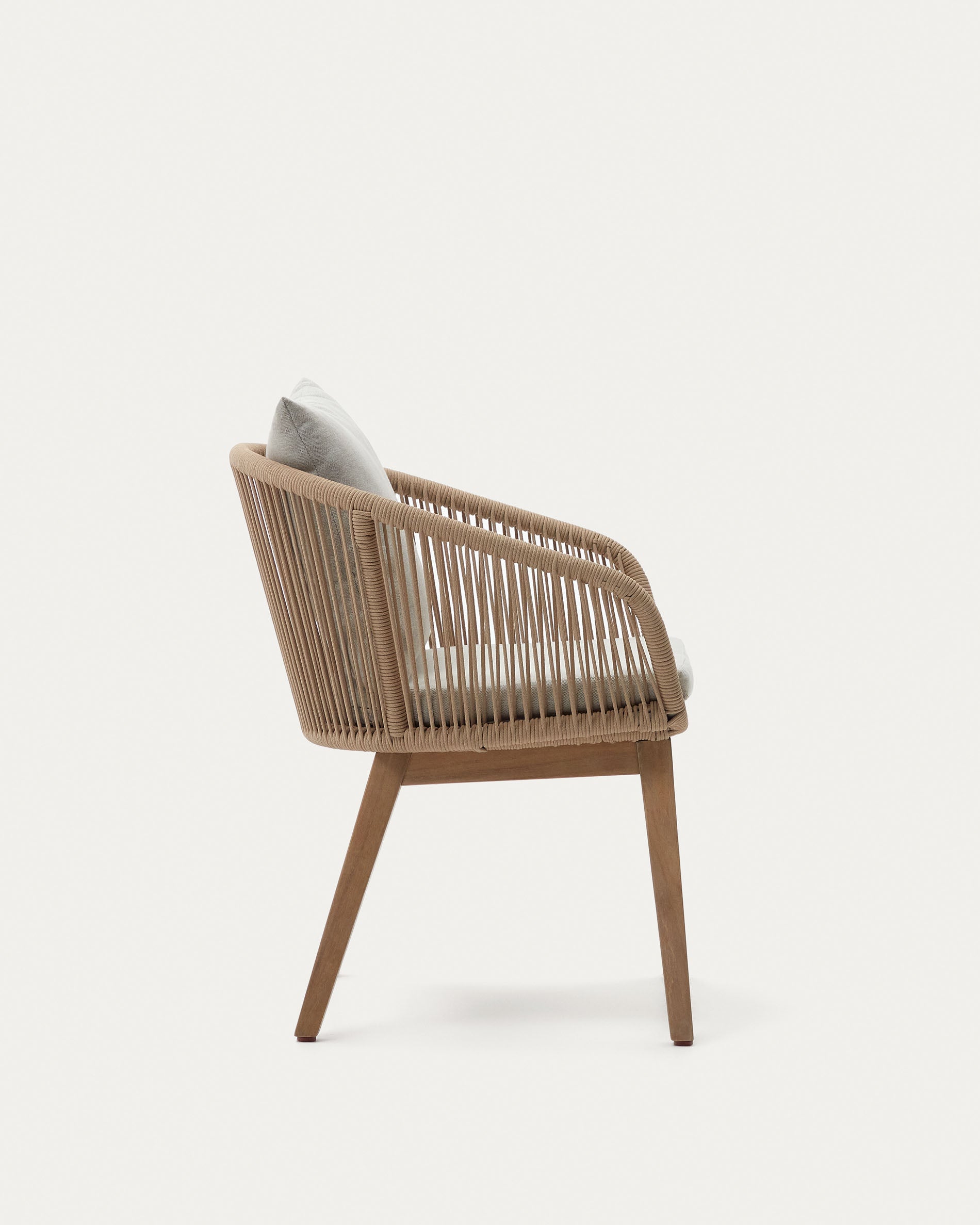 Portalo chair in beige cord with solid acacia wood legs - Product View