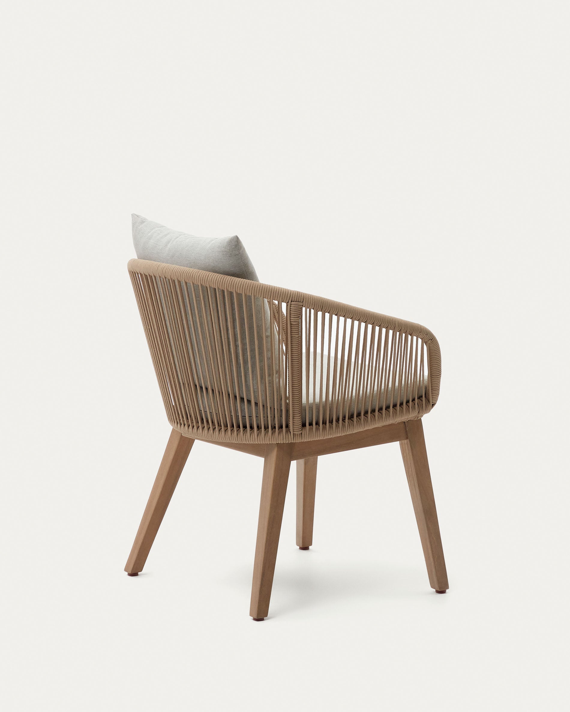 Portalo chair in beige cord with solid acacia wood legs - Product View