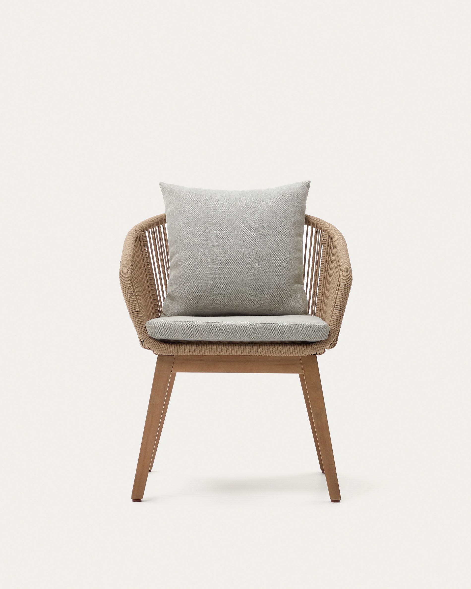 Portalo chair in beige cord with solid acacia wood legs - Product View