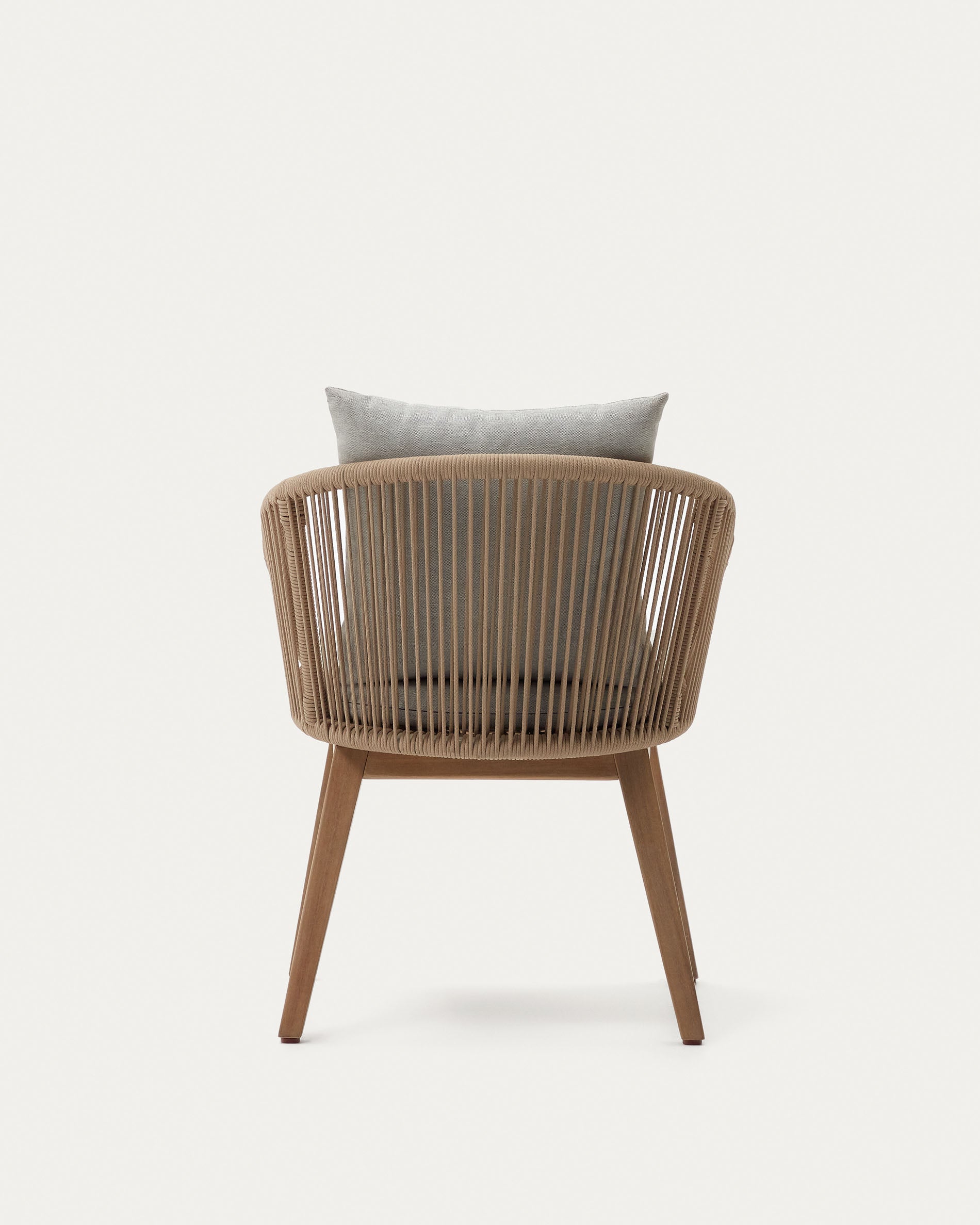Portalo chair in beige cord with solid acacia wood legs - Product View