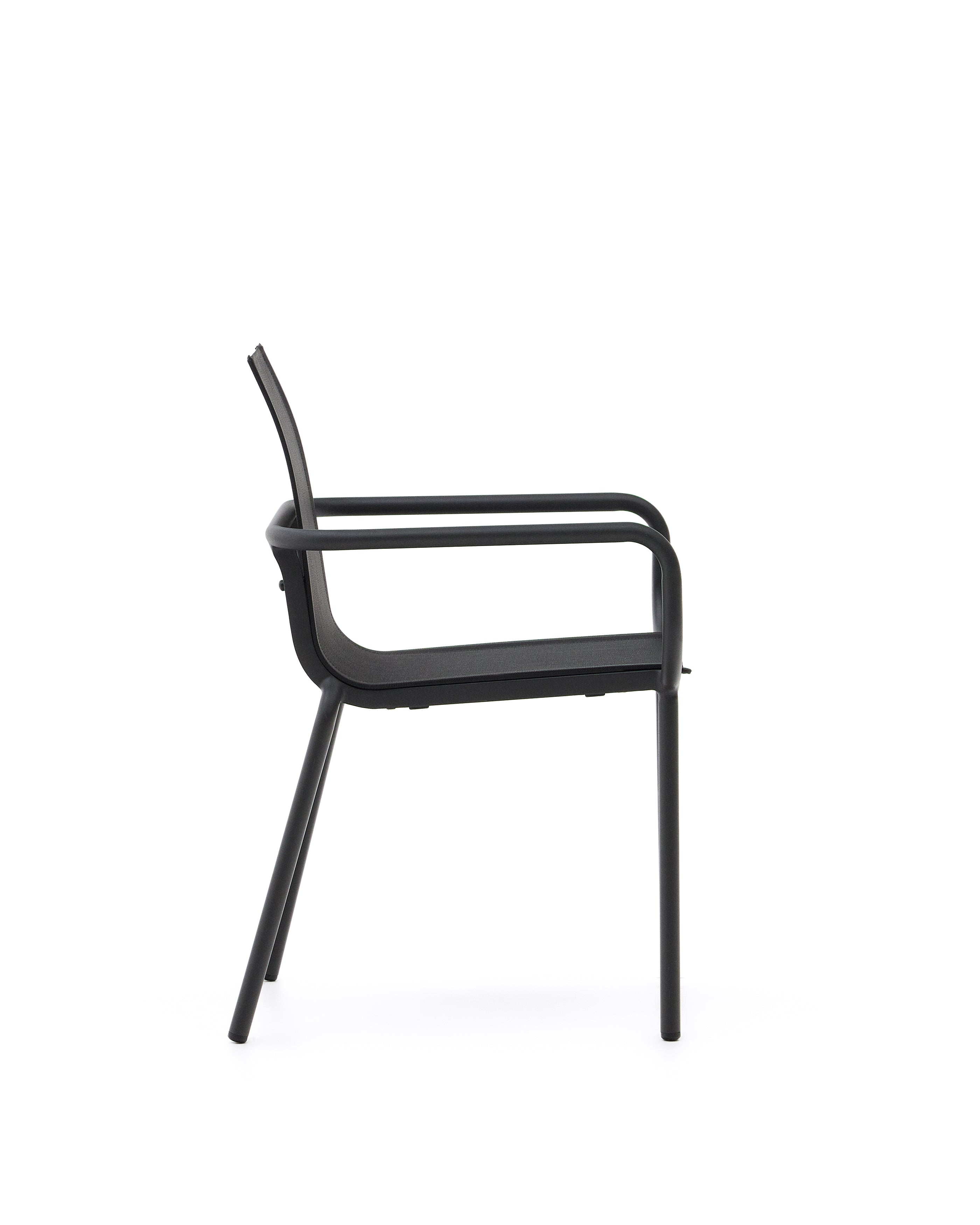 Galdana stackable outdoor chair made of aluminum with a dark grey painted finish - Product Image