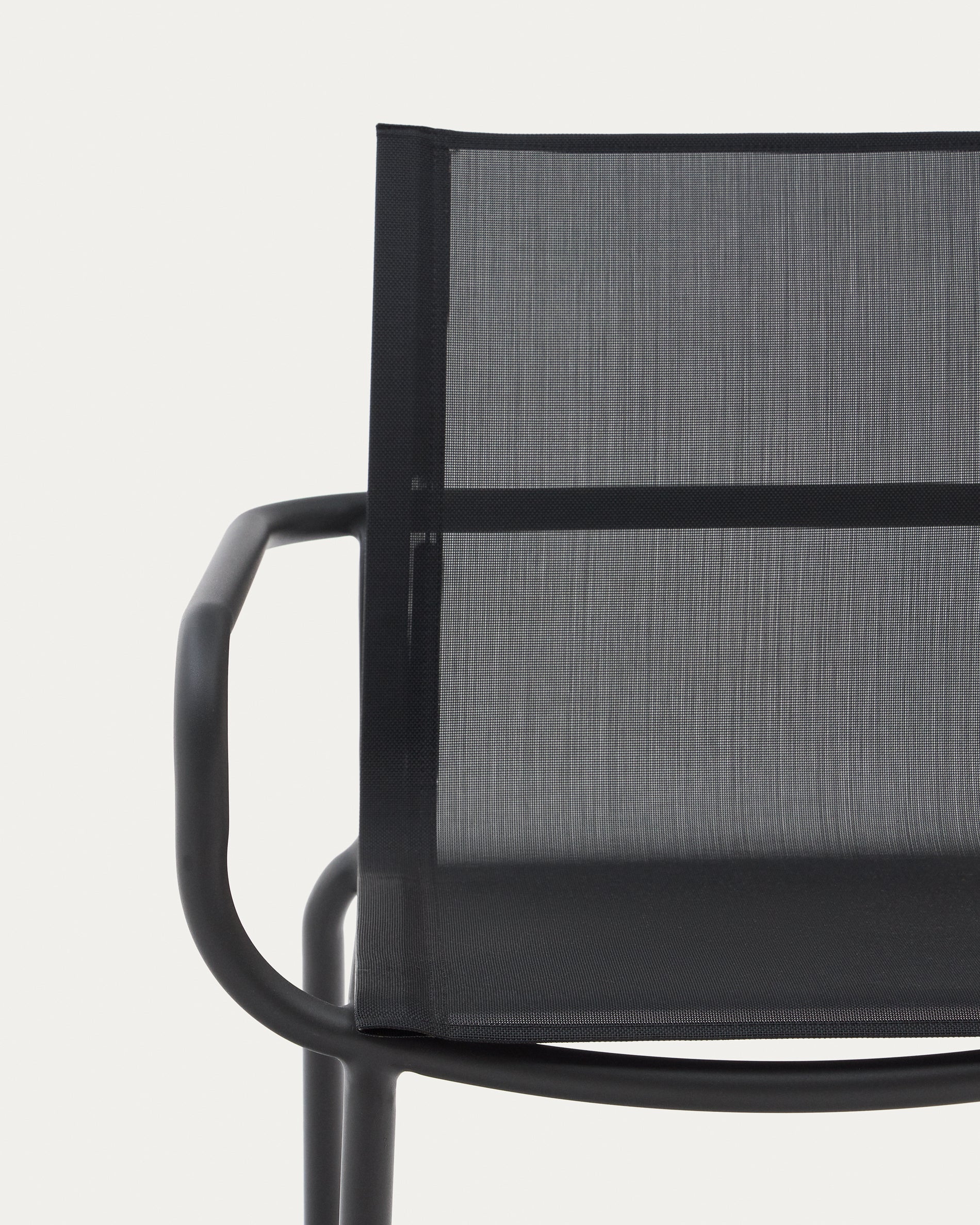 Galdana stackable outdoor chair made of aluminum with a dark grey painted finish - Detail