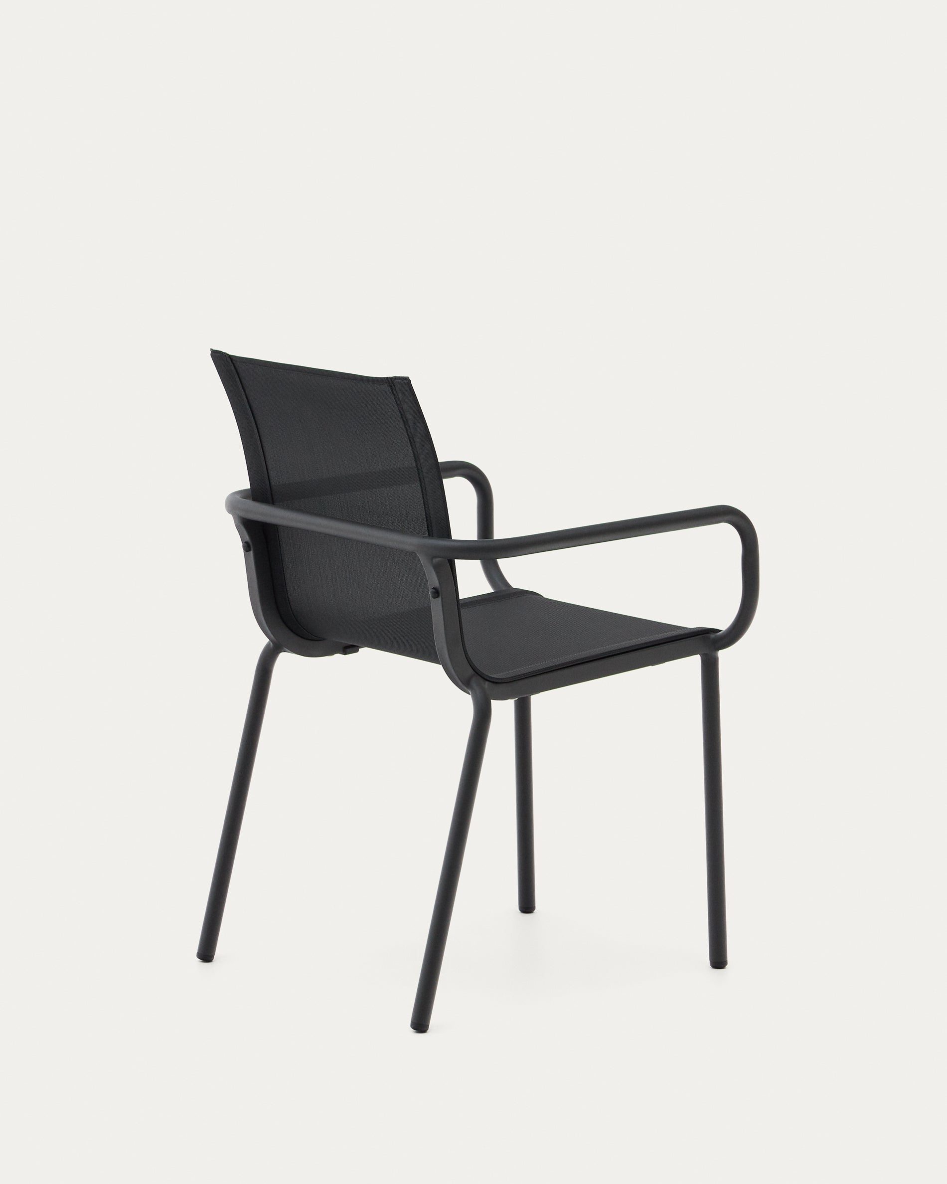Galdana stackable outdoor chair made of aluminum with a dark grey painted finish - Product View