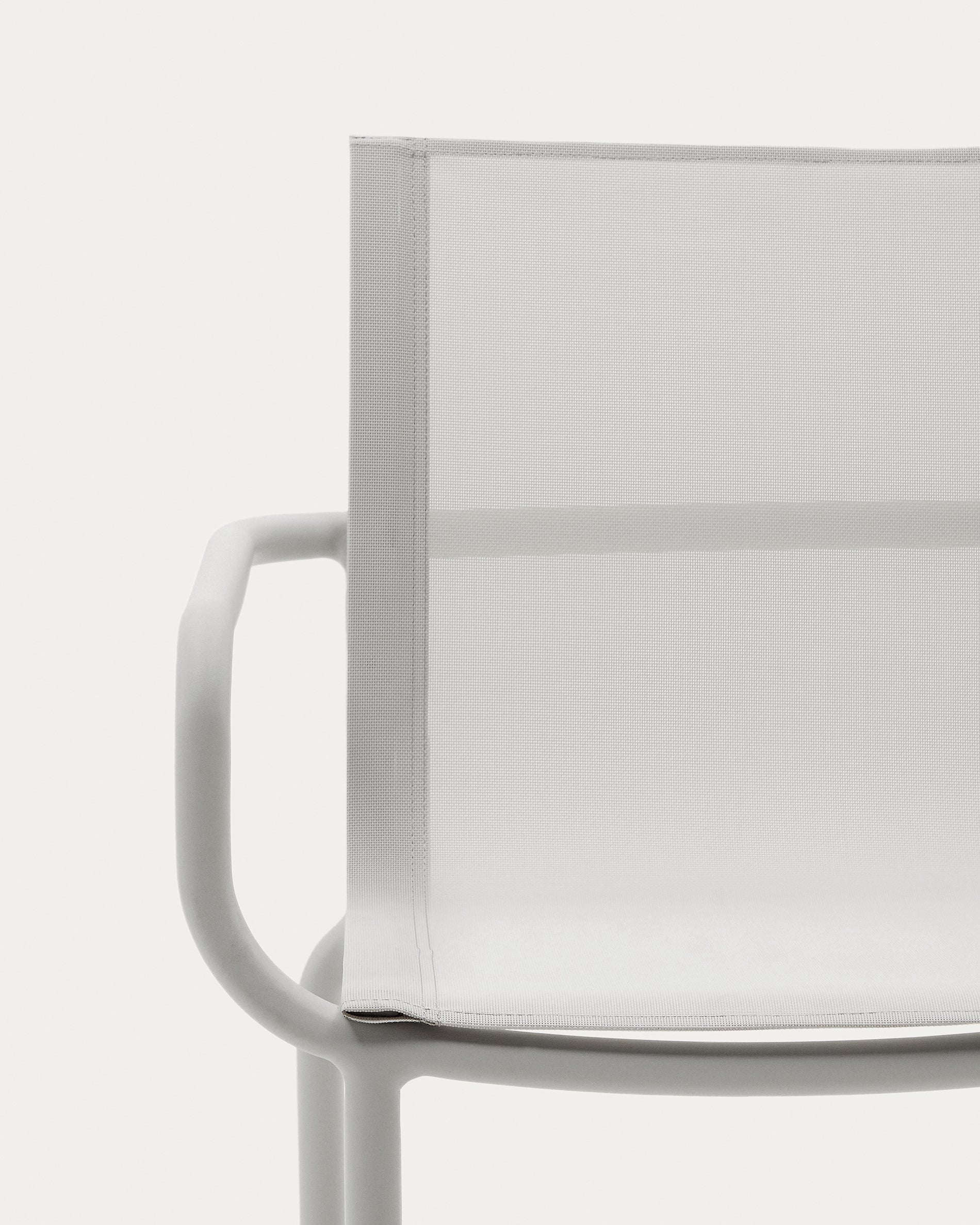 Galdana stackable outdoor chair made of aluminum with a light grey painted finish - Detail