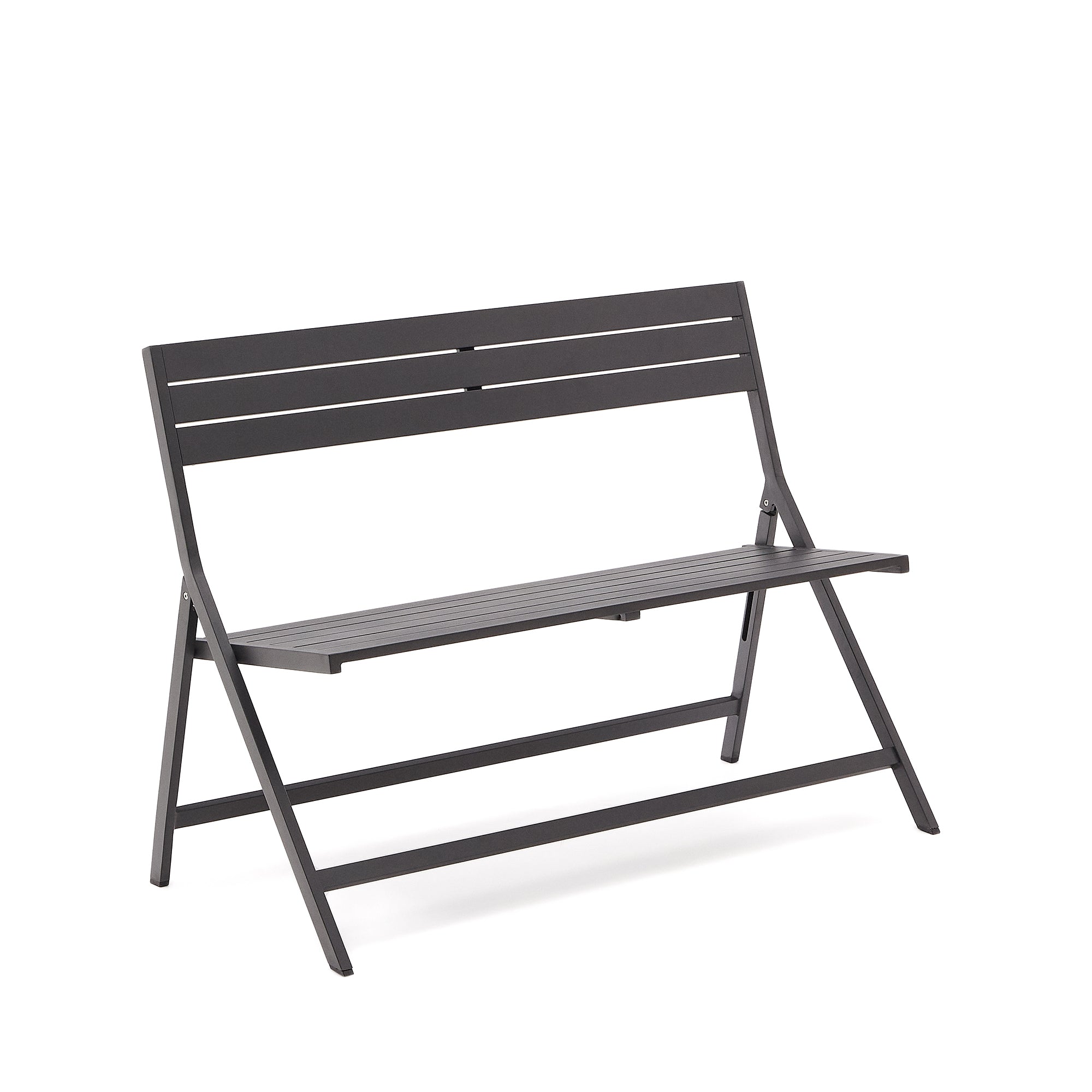 Folding outdoor Bench torreta made of aluminum with dark grey finish - Product Image
