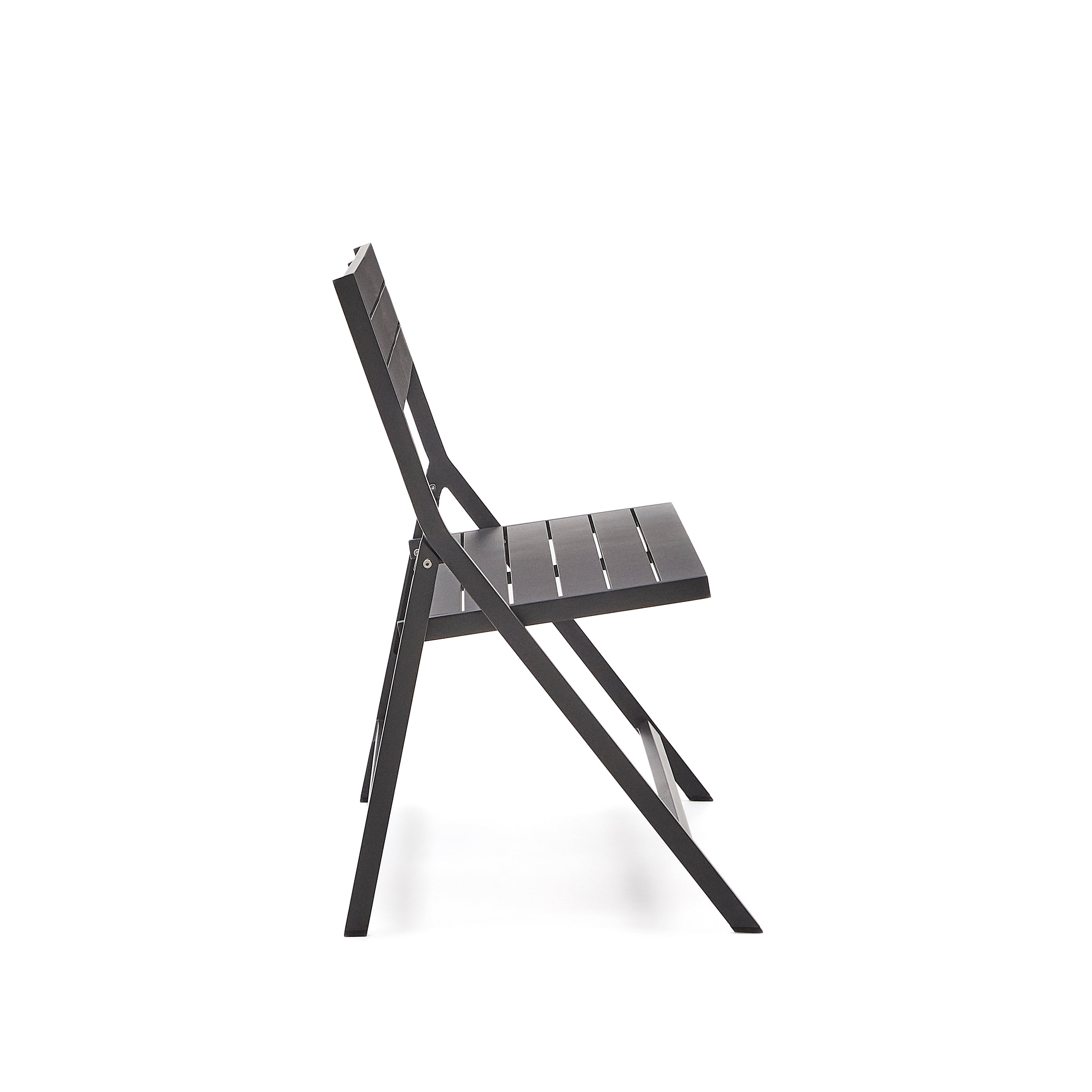 Torreta folding outdoor bench made of aluminum with black coating