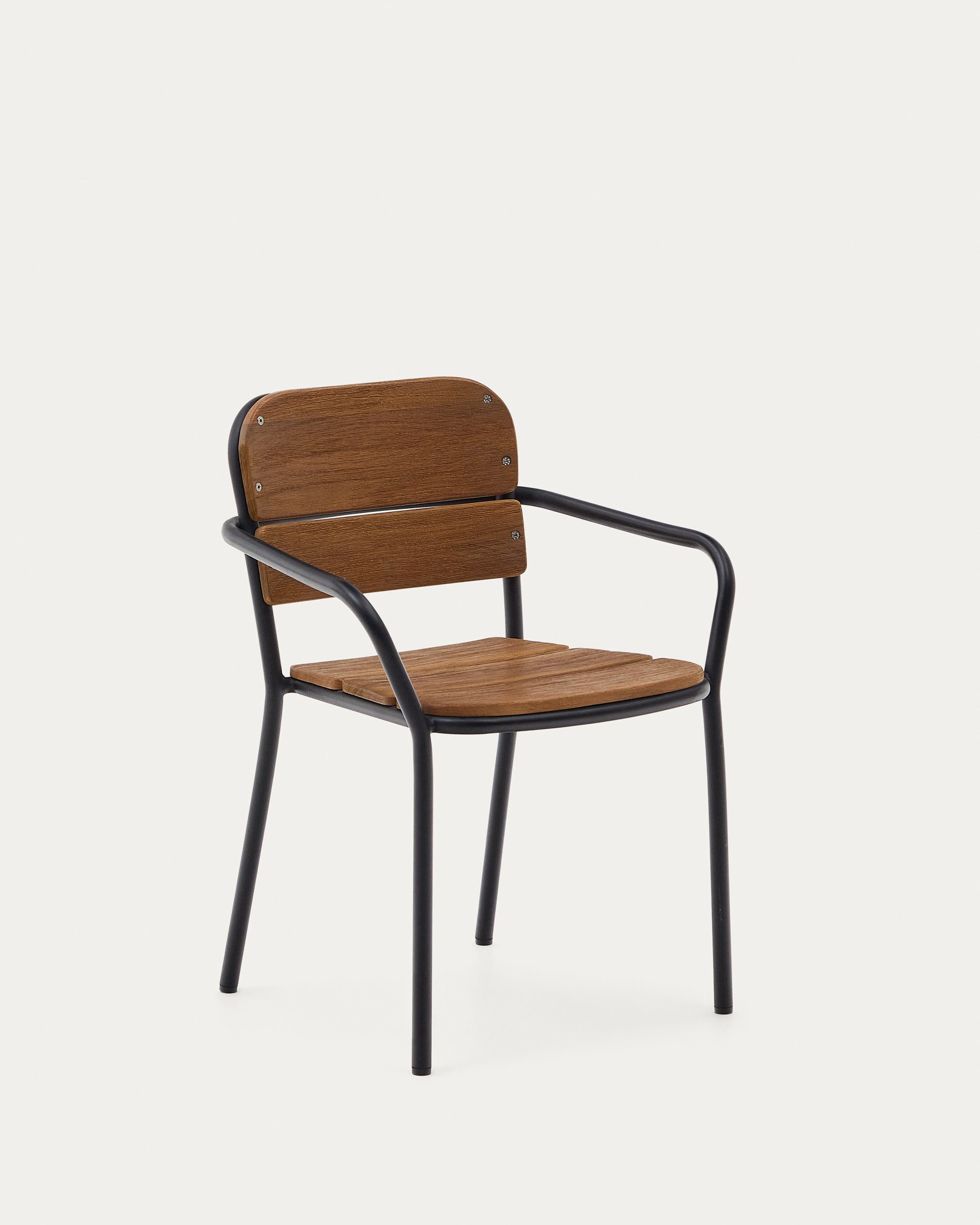 Algueret chair, solid eucalyptus wood, natural finish and black aluminum, FSC 100%