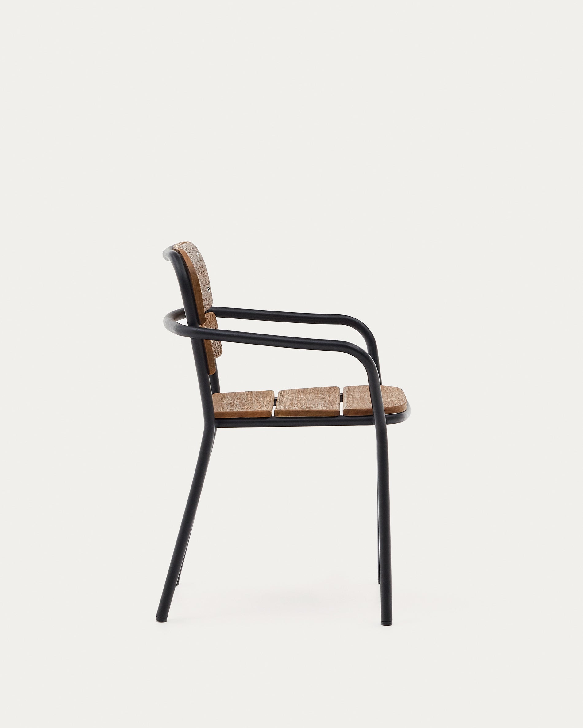 Algueret chair, solid eucalyptus wood, natural finish and black aluminum, FSC 100%