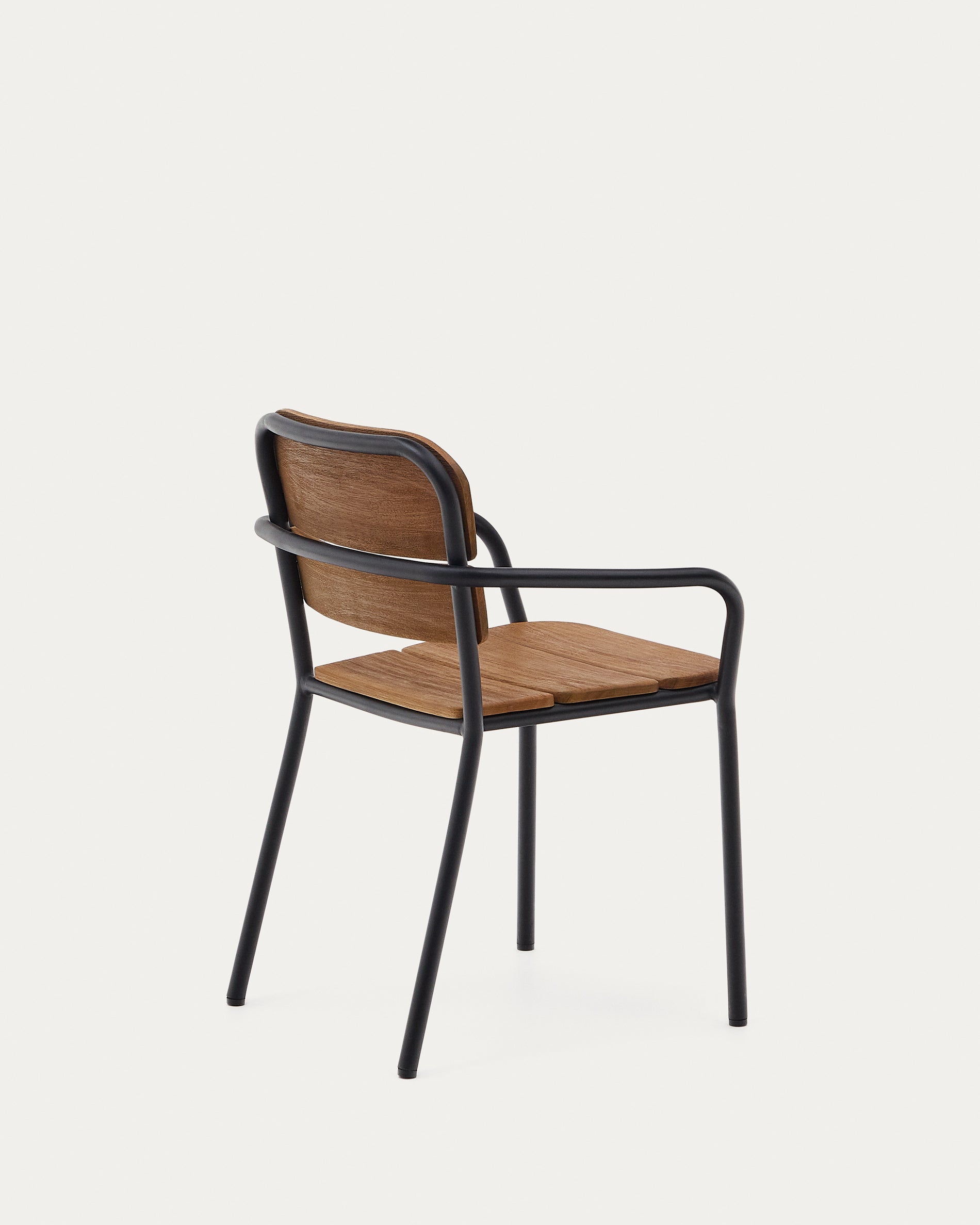 Algueret chair, solid eucalyptus wood, natural finish and black aluminum, FSC 100%