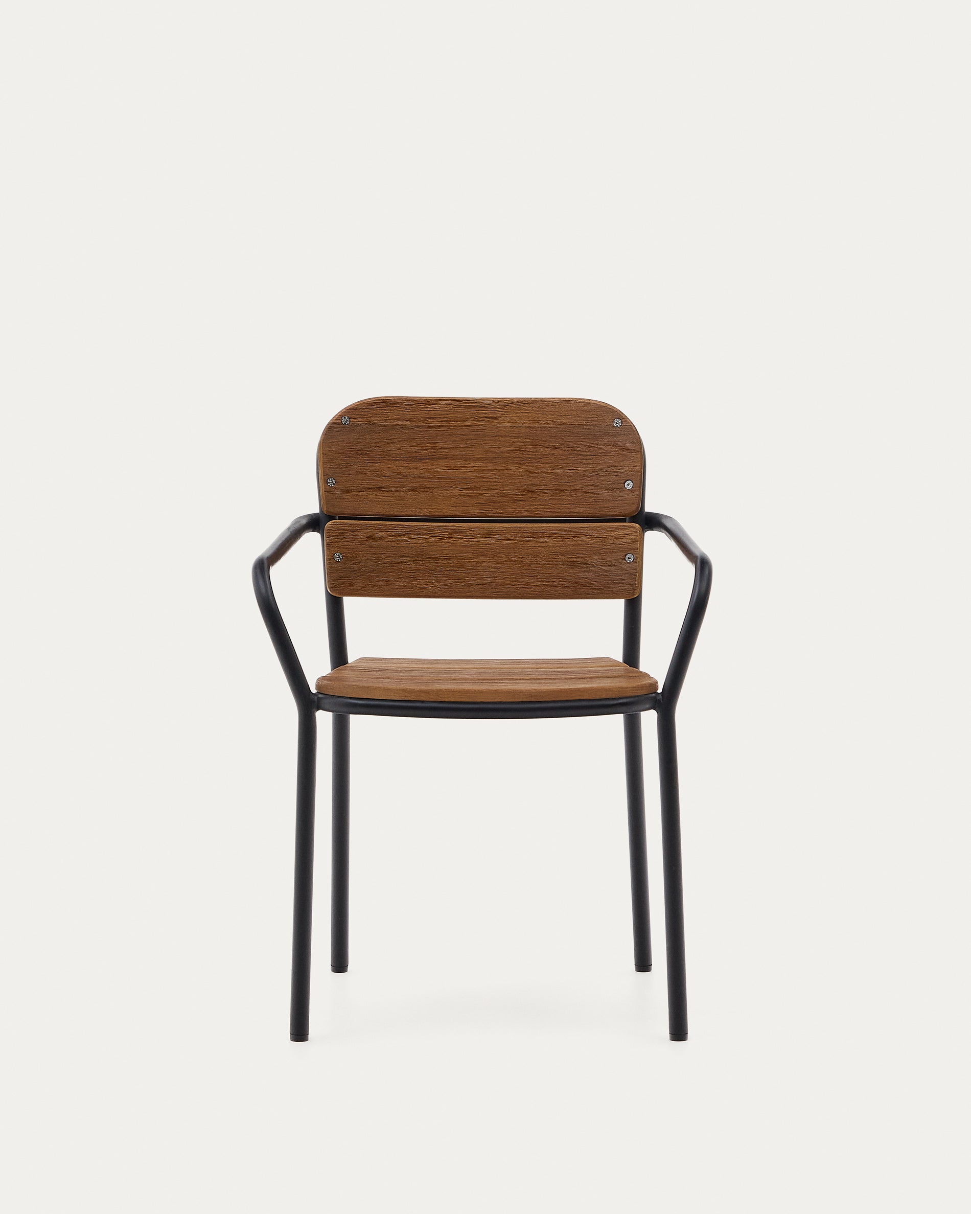 Algueret chair, solid eucalyptus wood, natural finish and black aluminum, FSC 100%