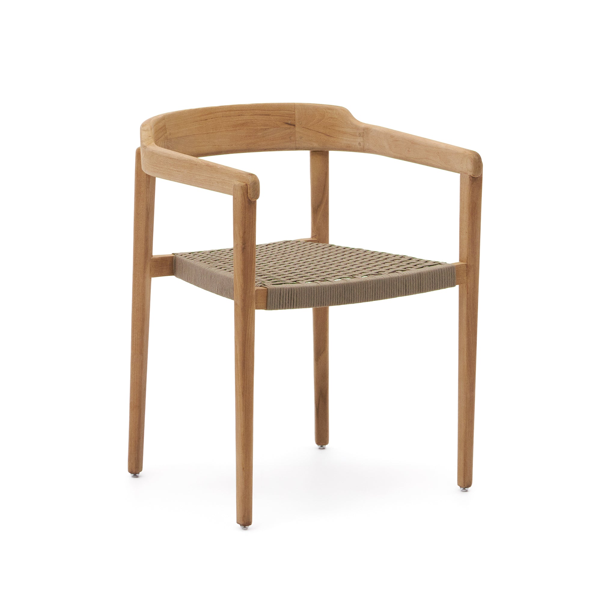 Icaro szék tömör teakfából természetes befejezéssel és fekete kötélkötéllel, 100% FSC