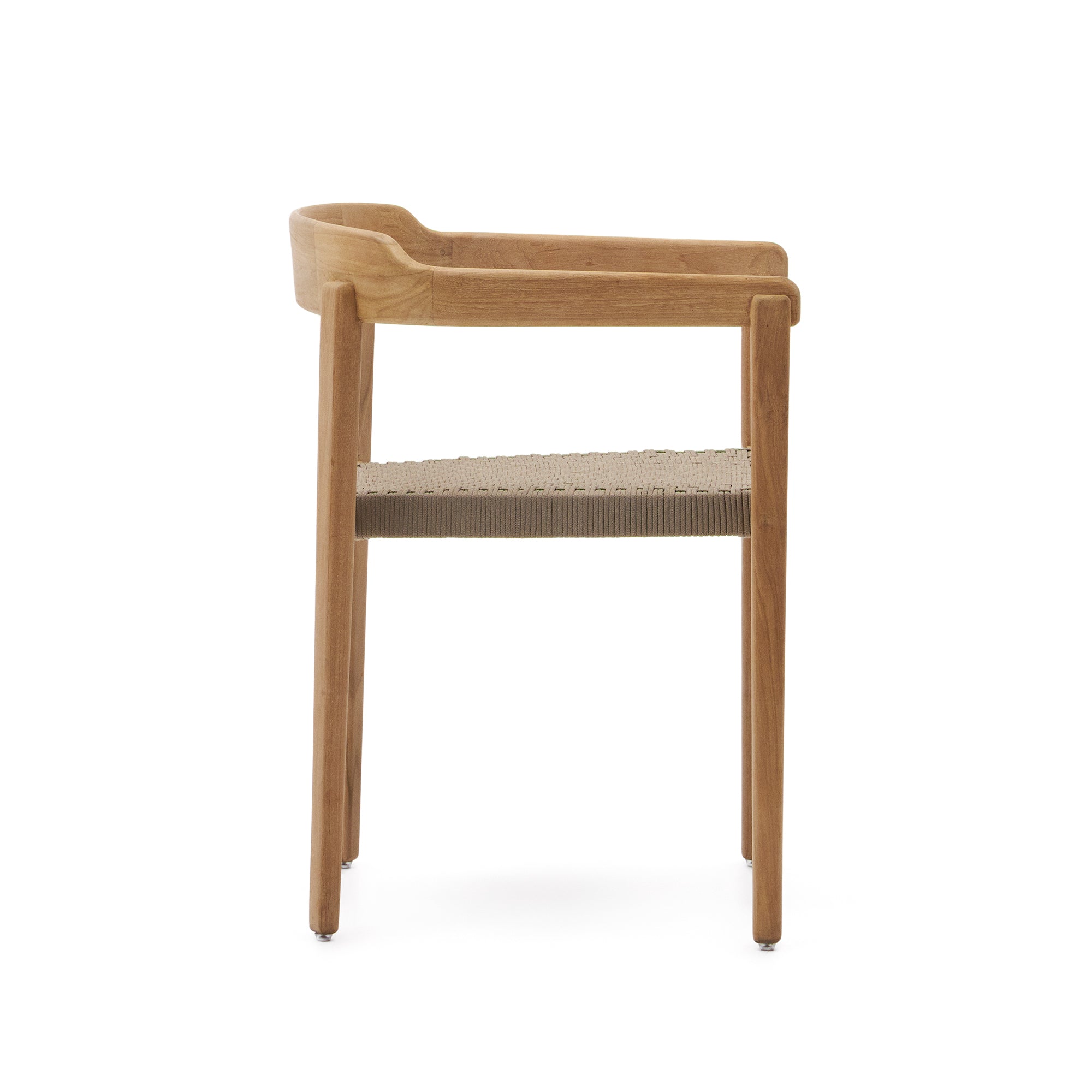 Icaro chair in solid teak wood with natural finish and black rope rope, 100% FSC