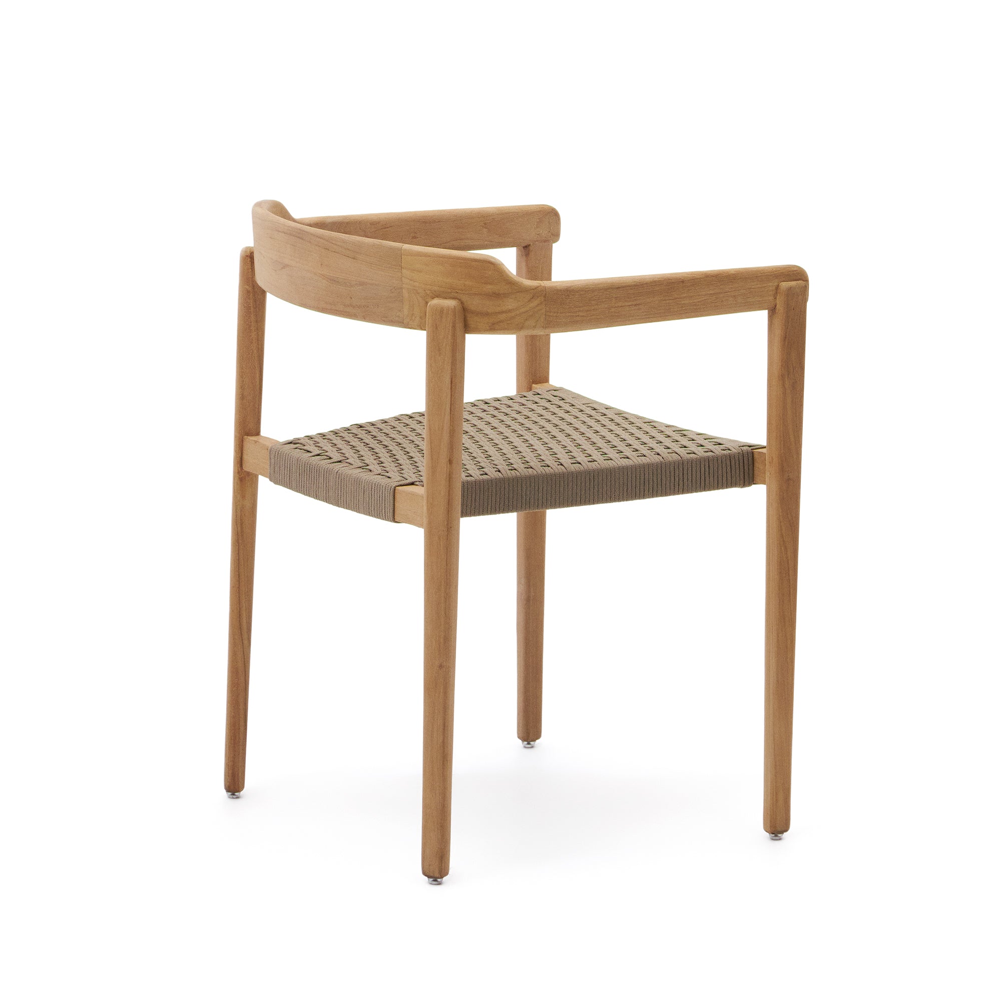 Icaro chair in solid teak wood with natural finish and black rope rope, 100% FSC