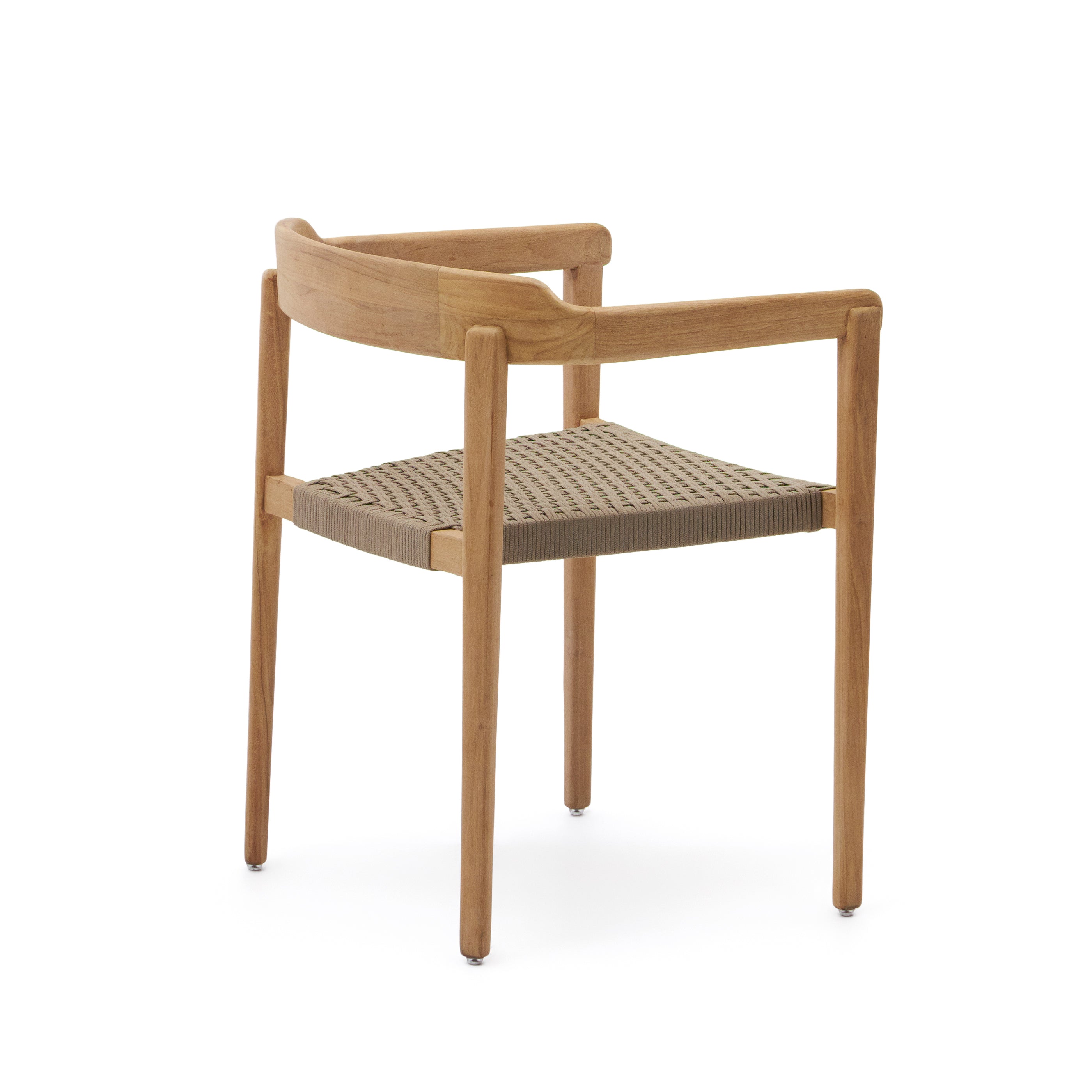 Icaro chair in solid teak wood with natural finish and black rope rope, 100% FSC