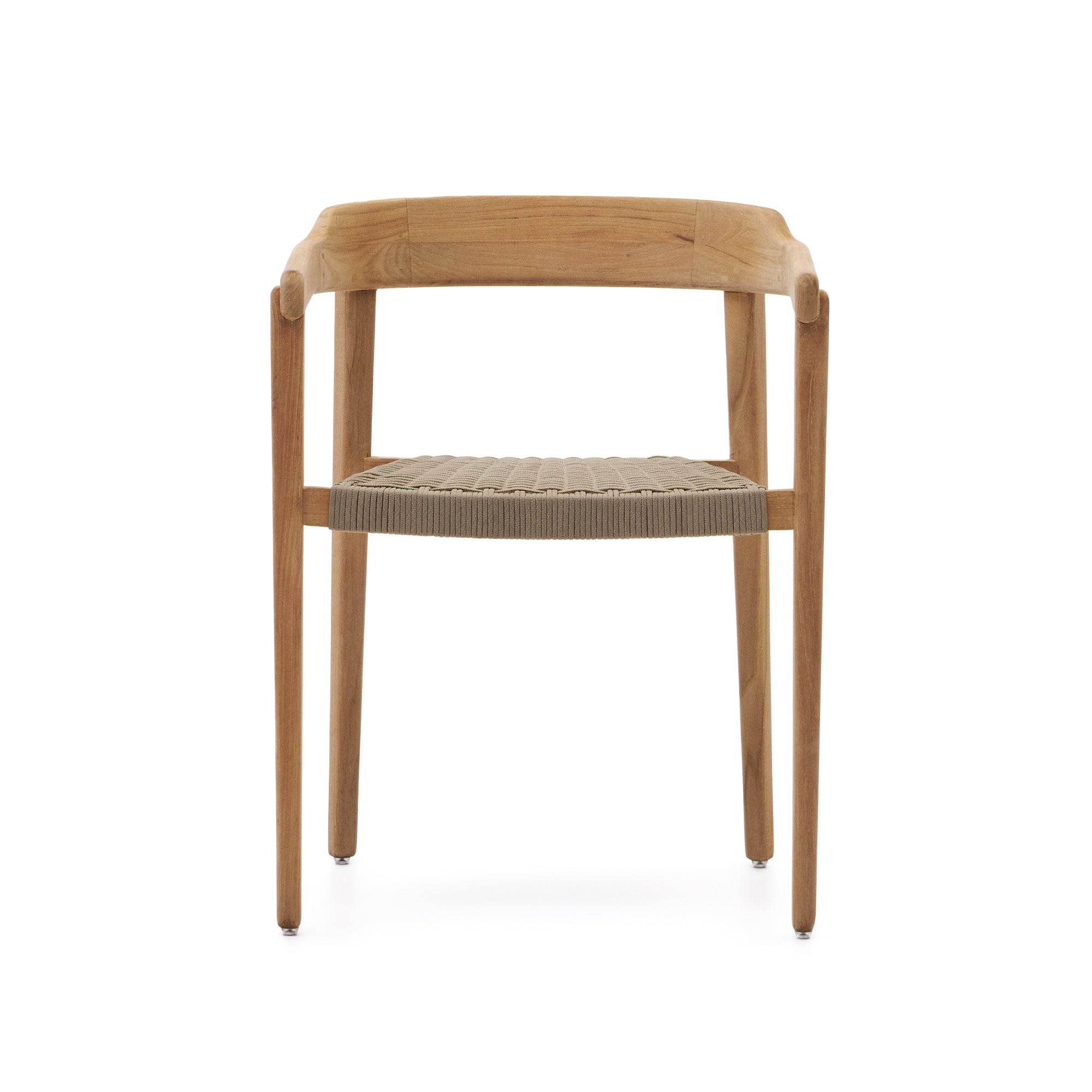 Icaro chair in solid teak wood with natural finish and black rope rope, 100% FSC