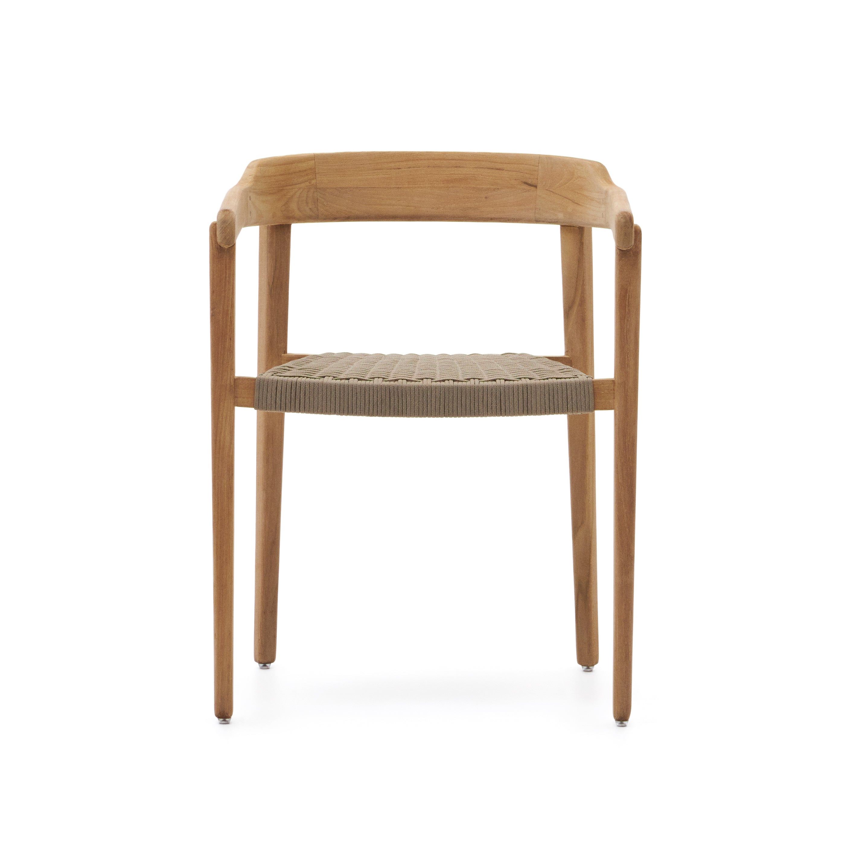 Icaro chair in solid teak wood with natural finish and black rope rope, 100% FSC