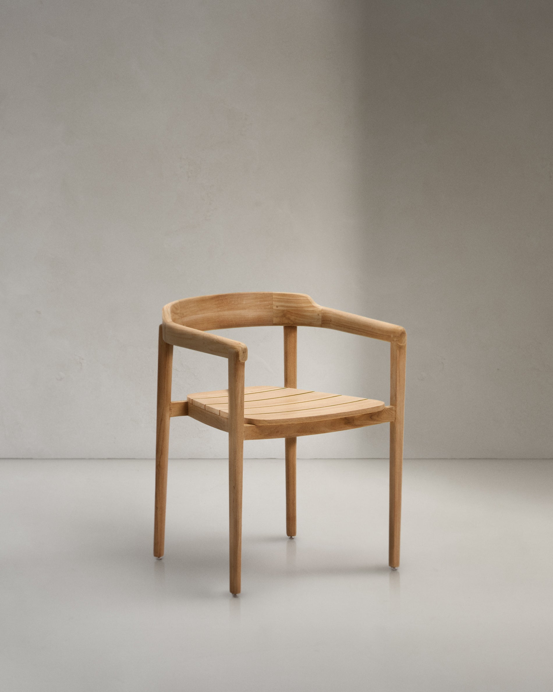 Icaro stackable solid teak wood chair in a natural finish, FSC 100% - Product View