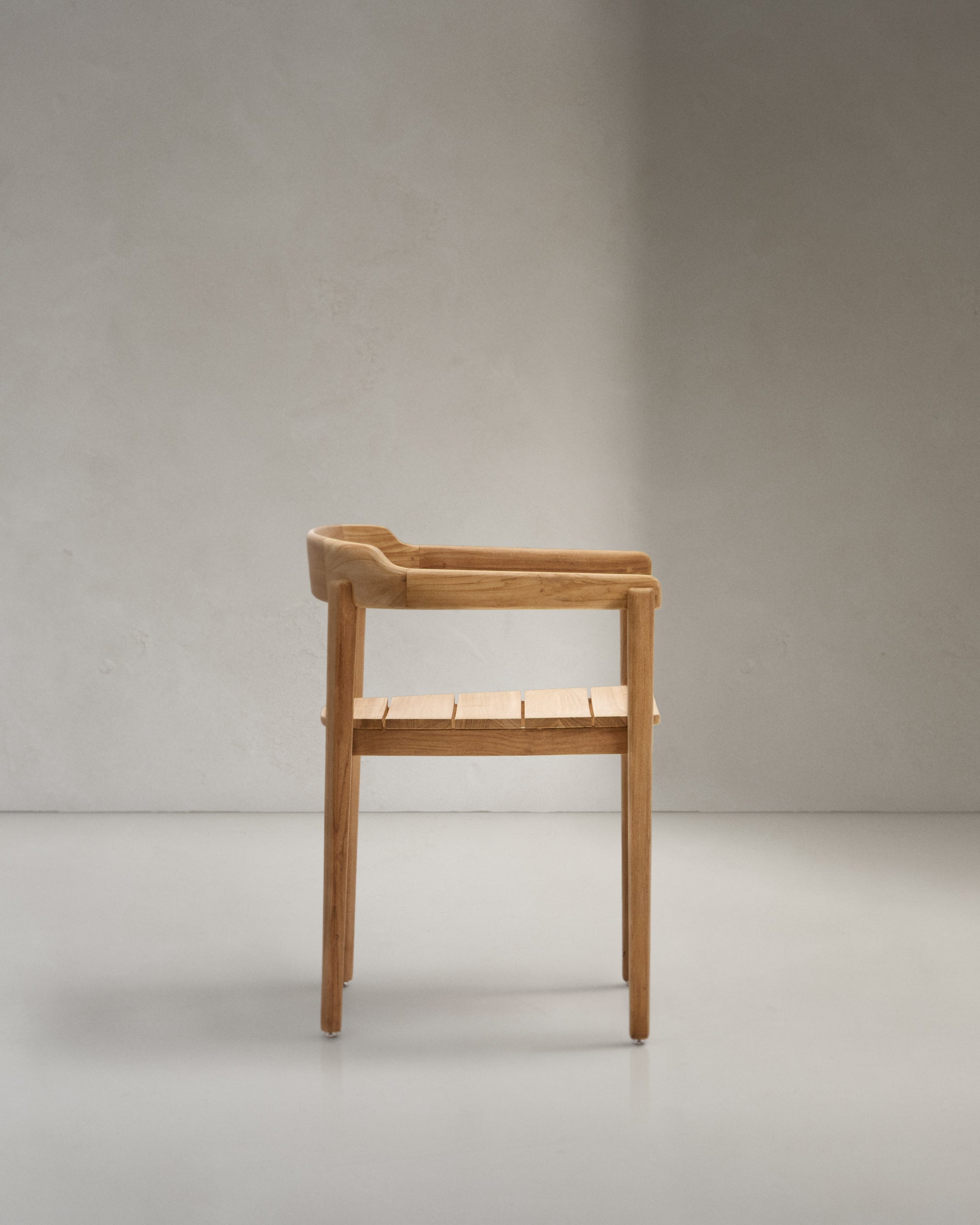 Icaro stackable solid teak wood chair in a natural finish, FSC 100% - Product View