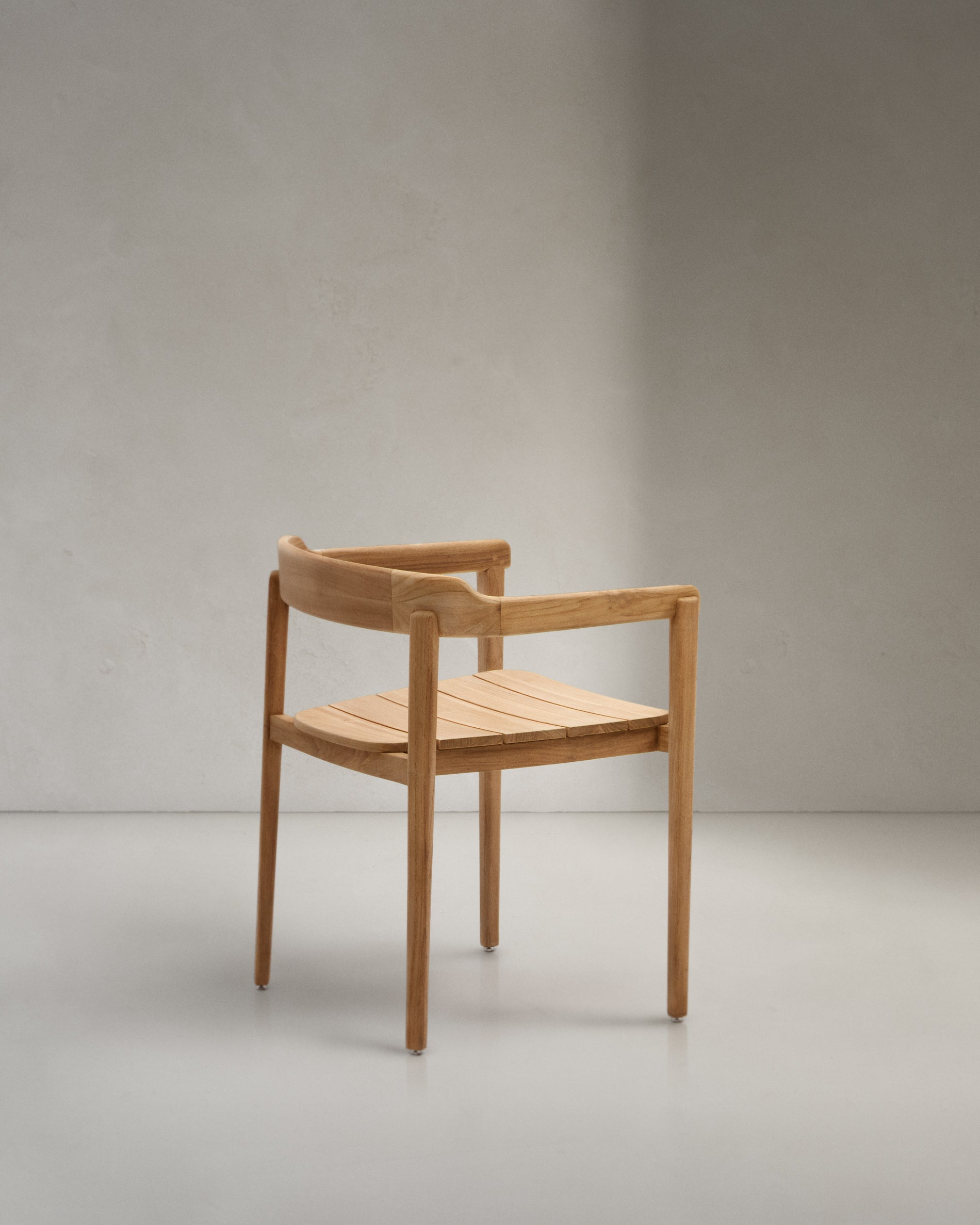 Icaro stackable solid teak wood chair in a natural finish, FSC 100% - Product View