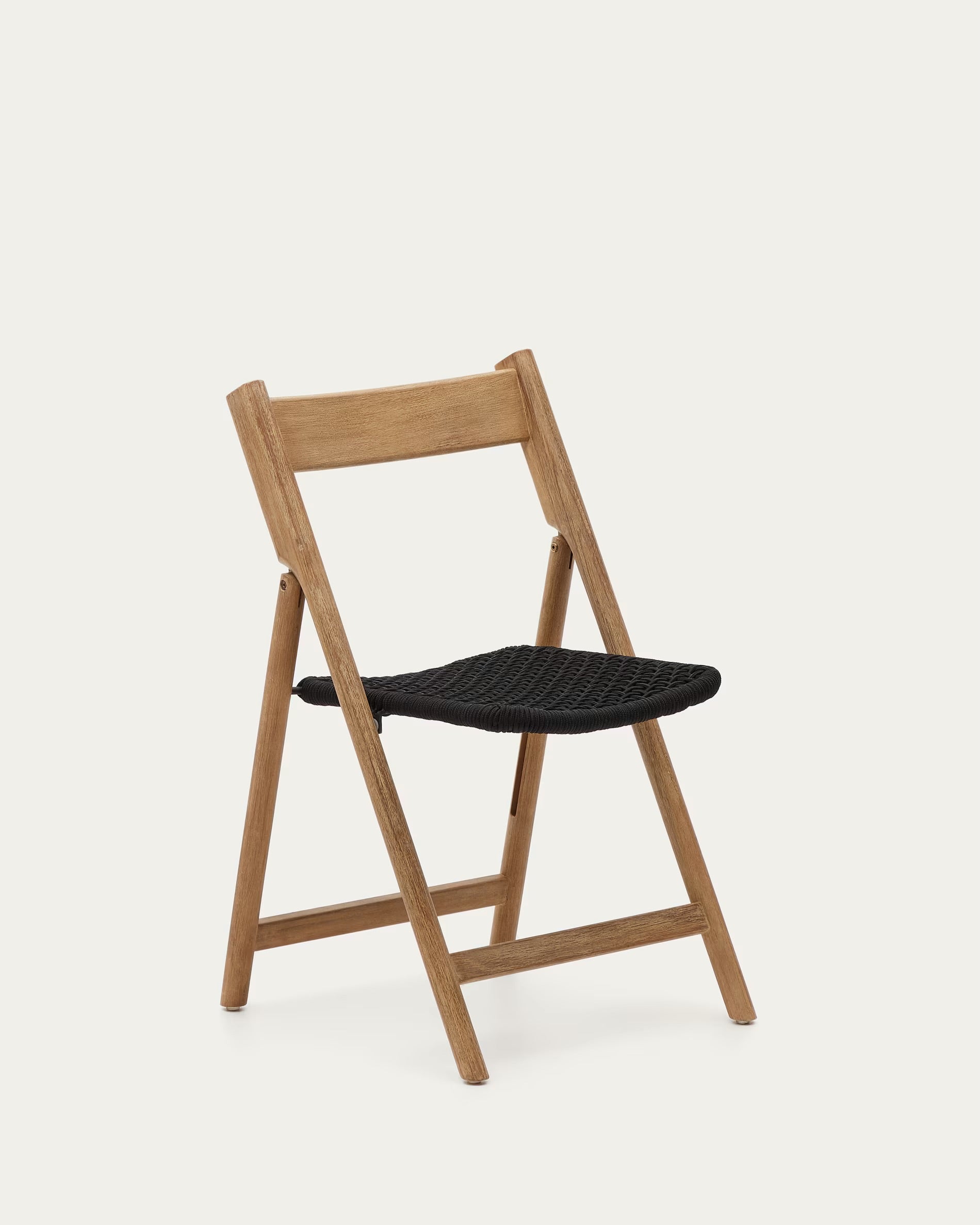 Dandara solid acacia wood folding chair, steel structure and black cord, 100% FSC